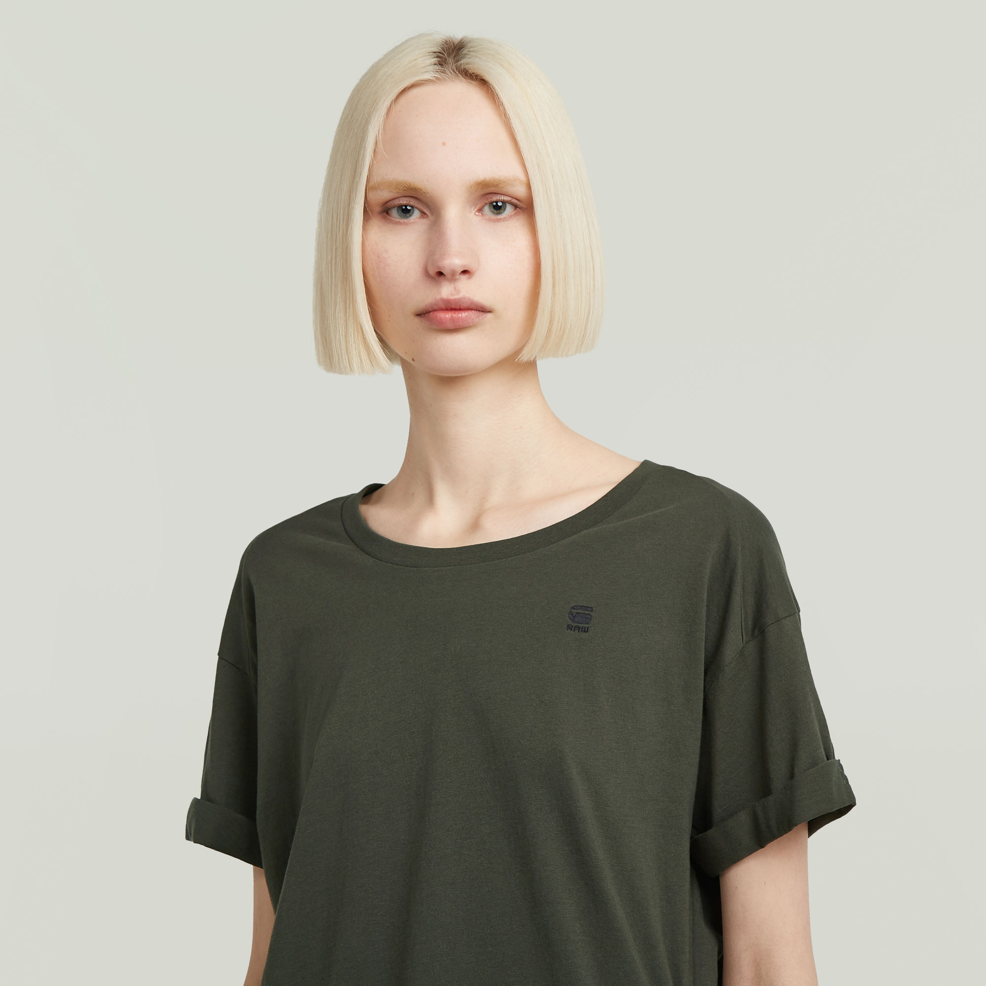 G-Star RAW Rolled Up Sleeve Boyfriend Top Grijs Dames