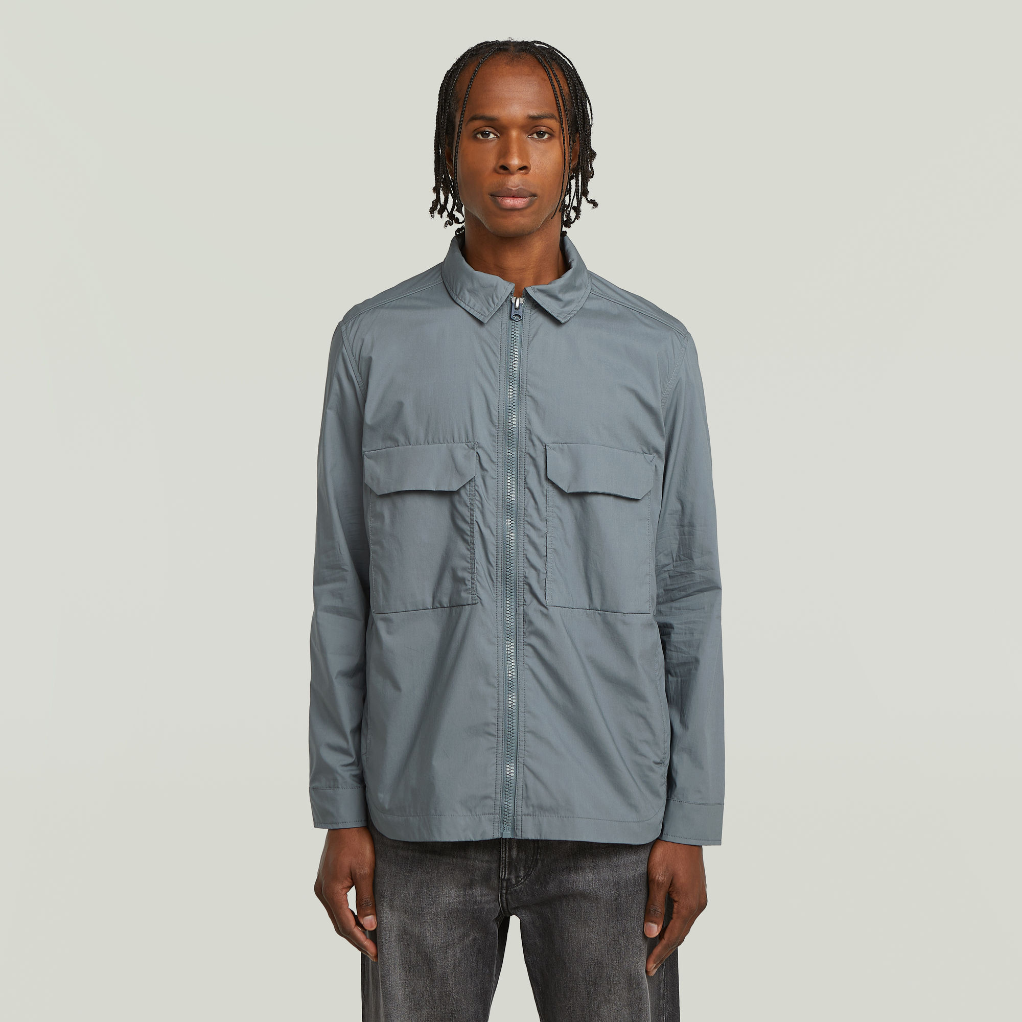 

Zip Regular Padded Overshirt - Grey - Men