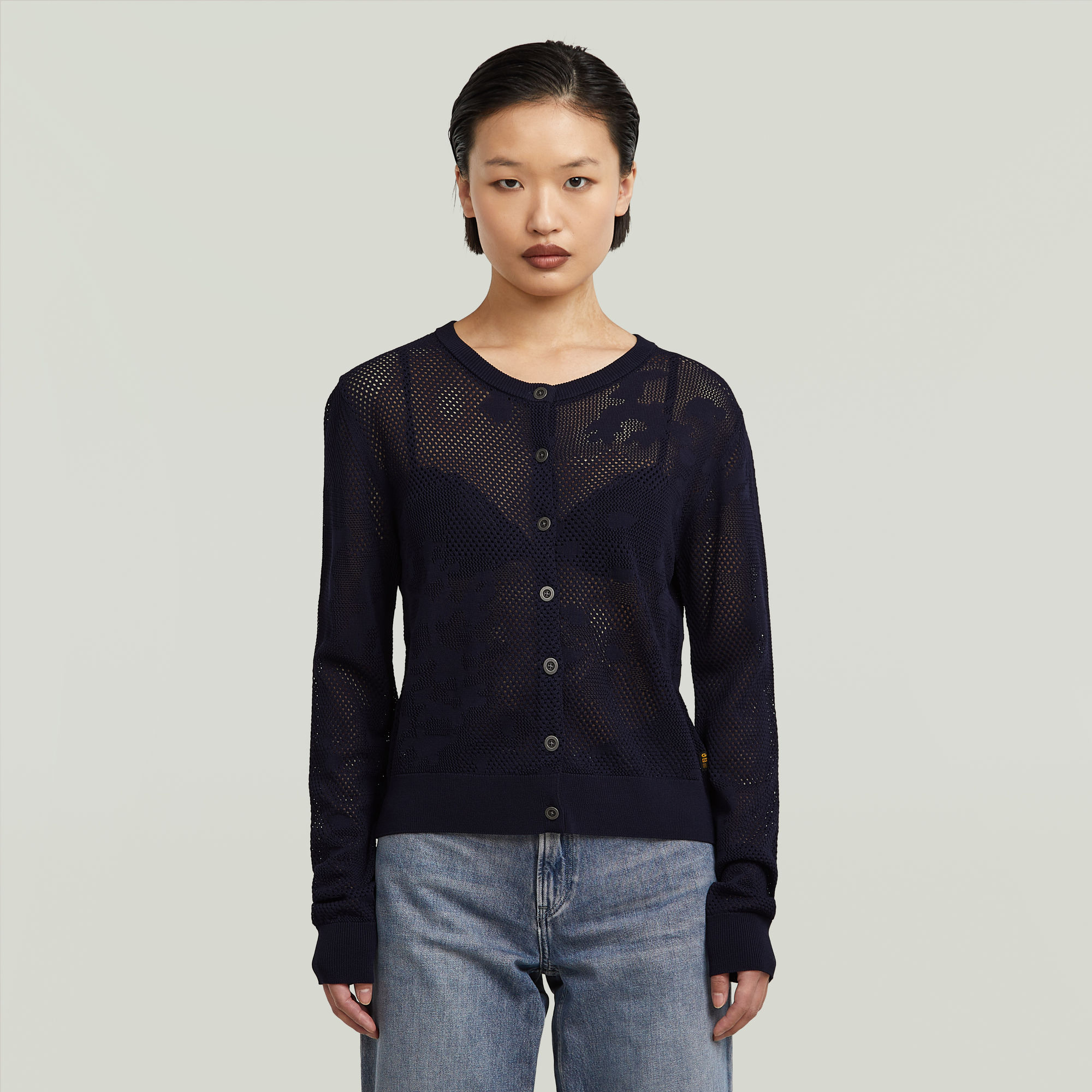 

Pointelle Cardi Knit - Dark blue - Women