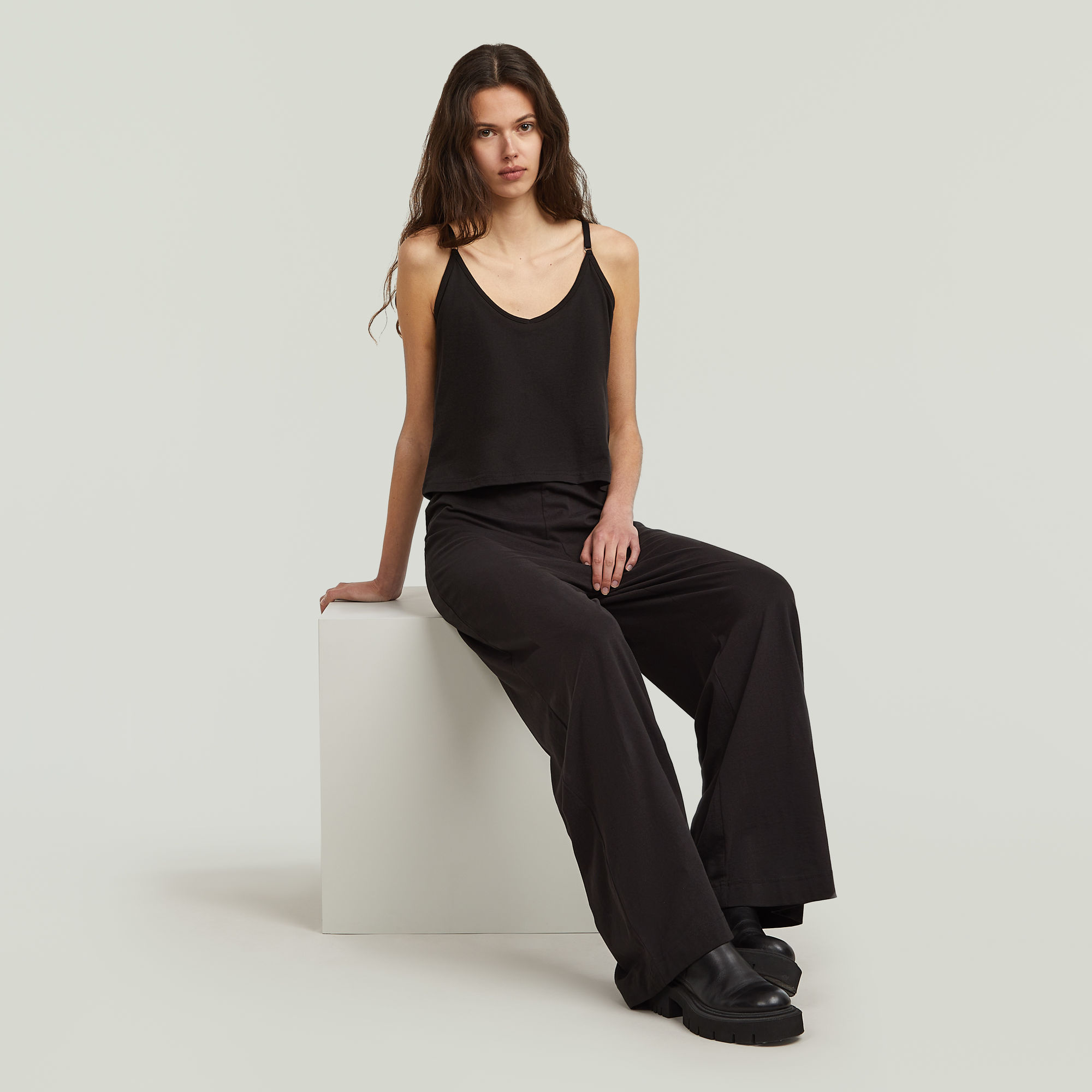 G-Star RAW Spaghetti Strap Loose Jumpsuit Zwart Dames
