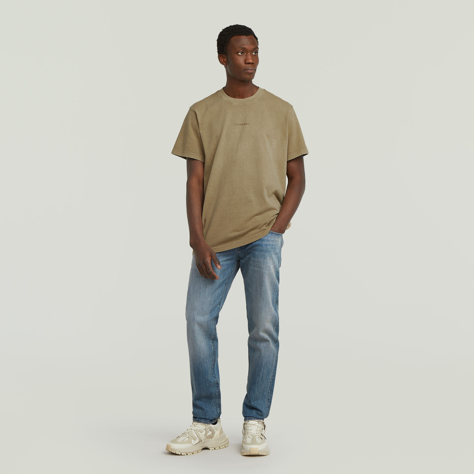 G-Star RAW Overdyed Center Chest Loose T-Shirt Beige Heren