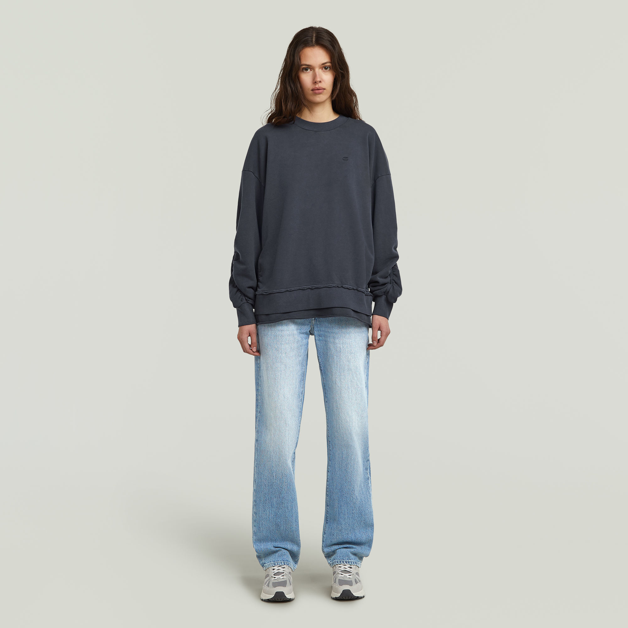 Thumbnail - Puckering Sweater - Dunkelblau - Damen