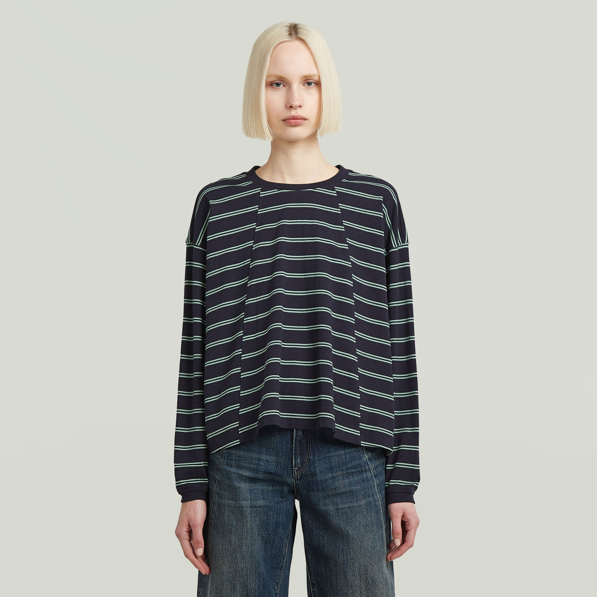 

A Line Stripe Oversized T-Shirt - Multi color - Women
