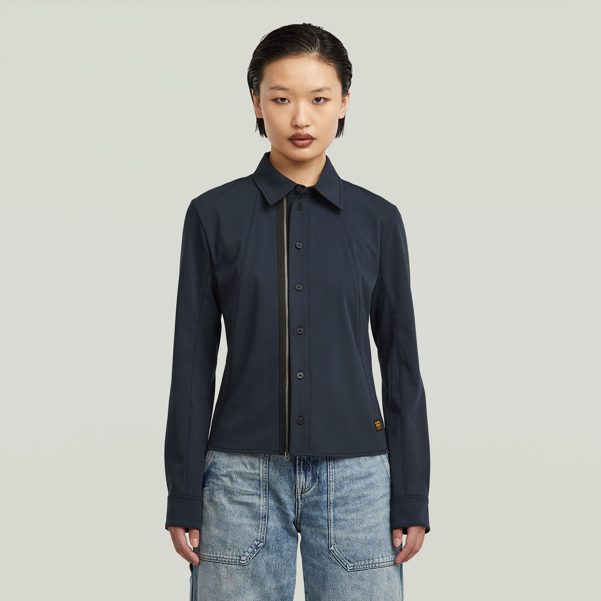 

Zip Slim Shirt - Dark blue - Women