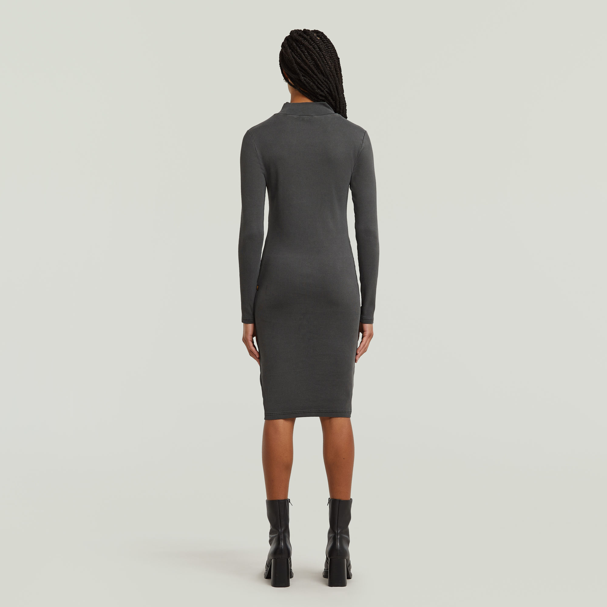 G-Star RAW Washed Slim Rib Jurk Zwart Dames