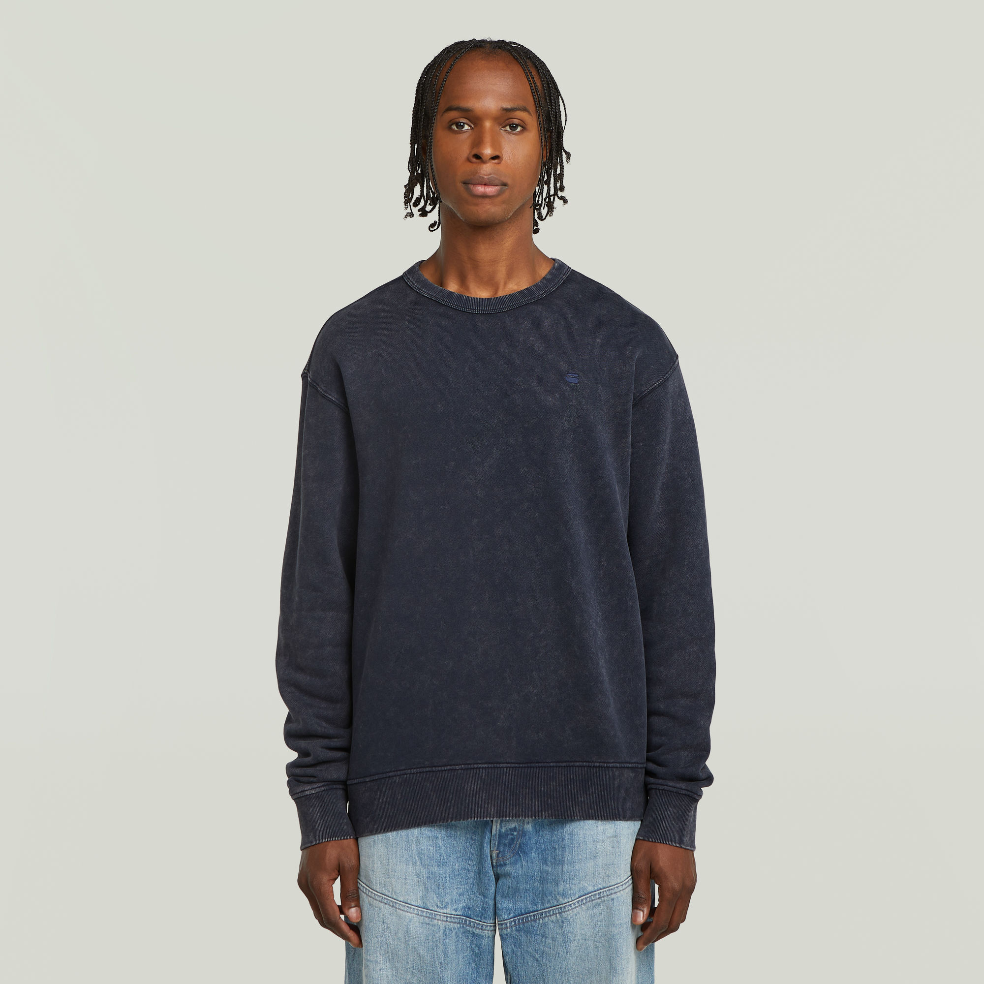 Washed Sweater - Dunkelblau - Herren
