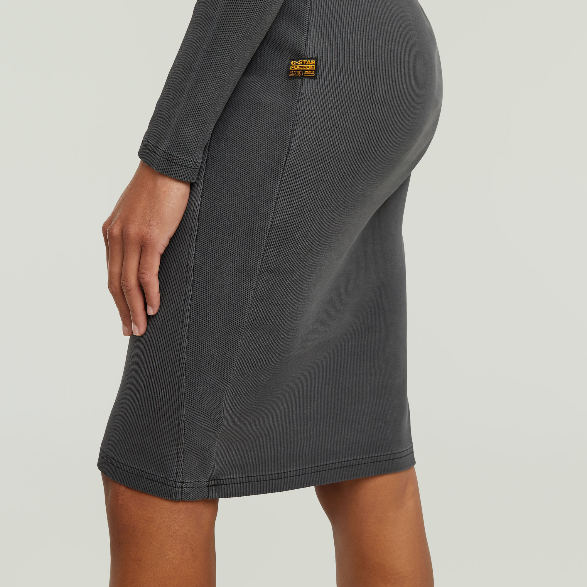 G-Star RAW Washed Slim Rib Jurk Zwart Dames