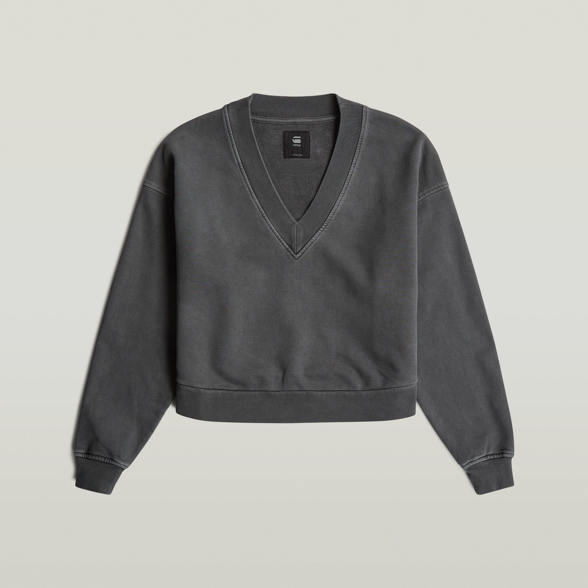 Thumbnail - Washed Loose V Sweater - Grau - Damen