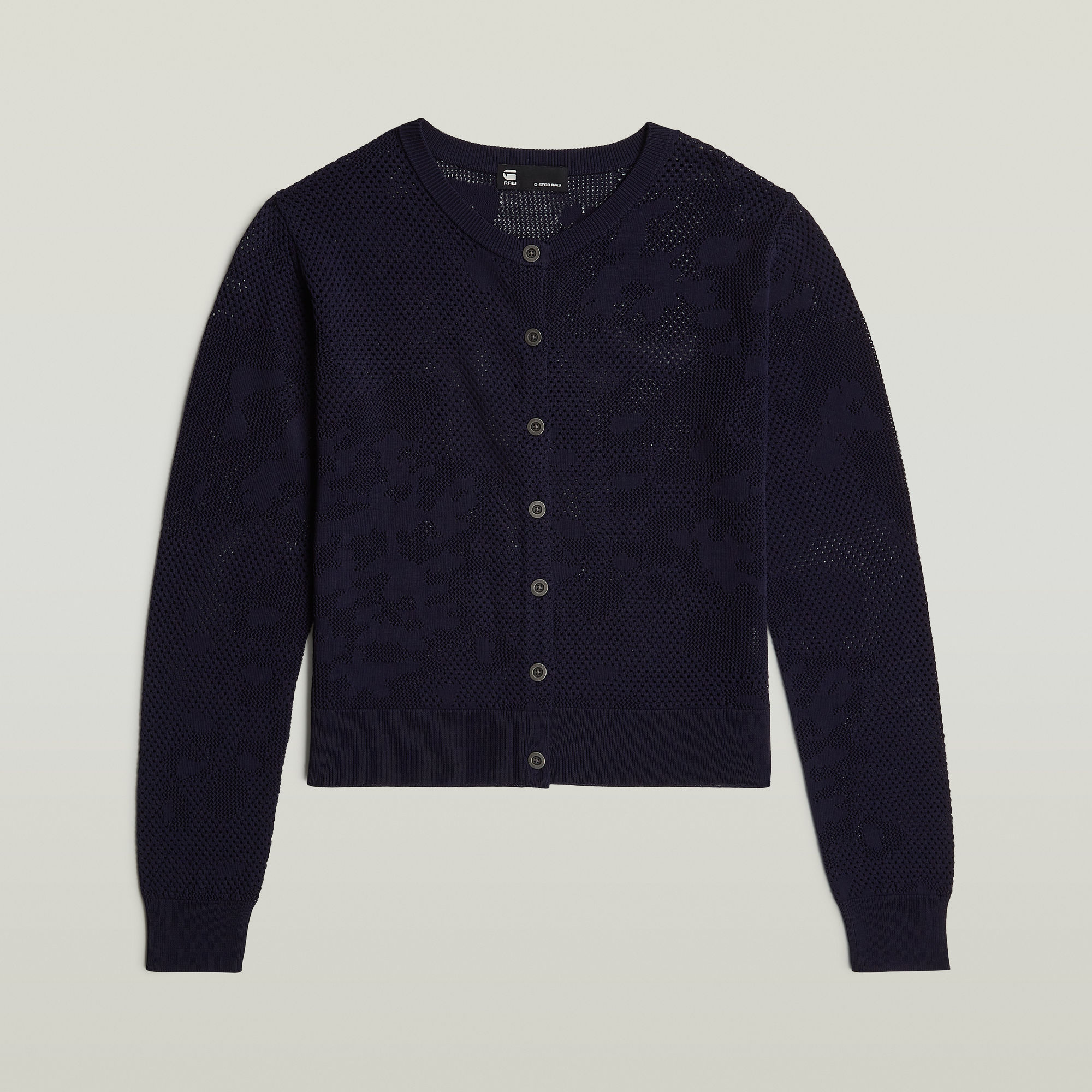 Thumbnail - Pointelle-Cardi-Strick - Dunkelblau - Damen