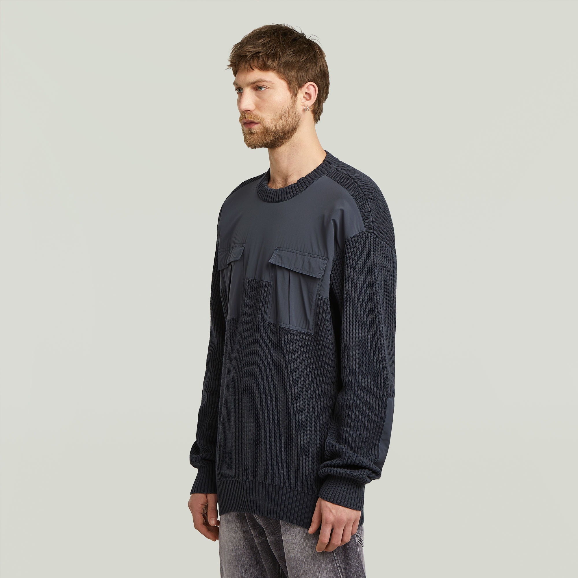 G-Star RAW Woven Mix Gebreide Trui Donkerblauw Heren