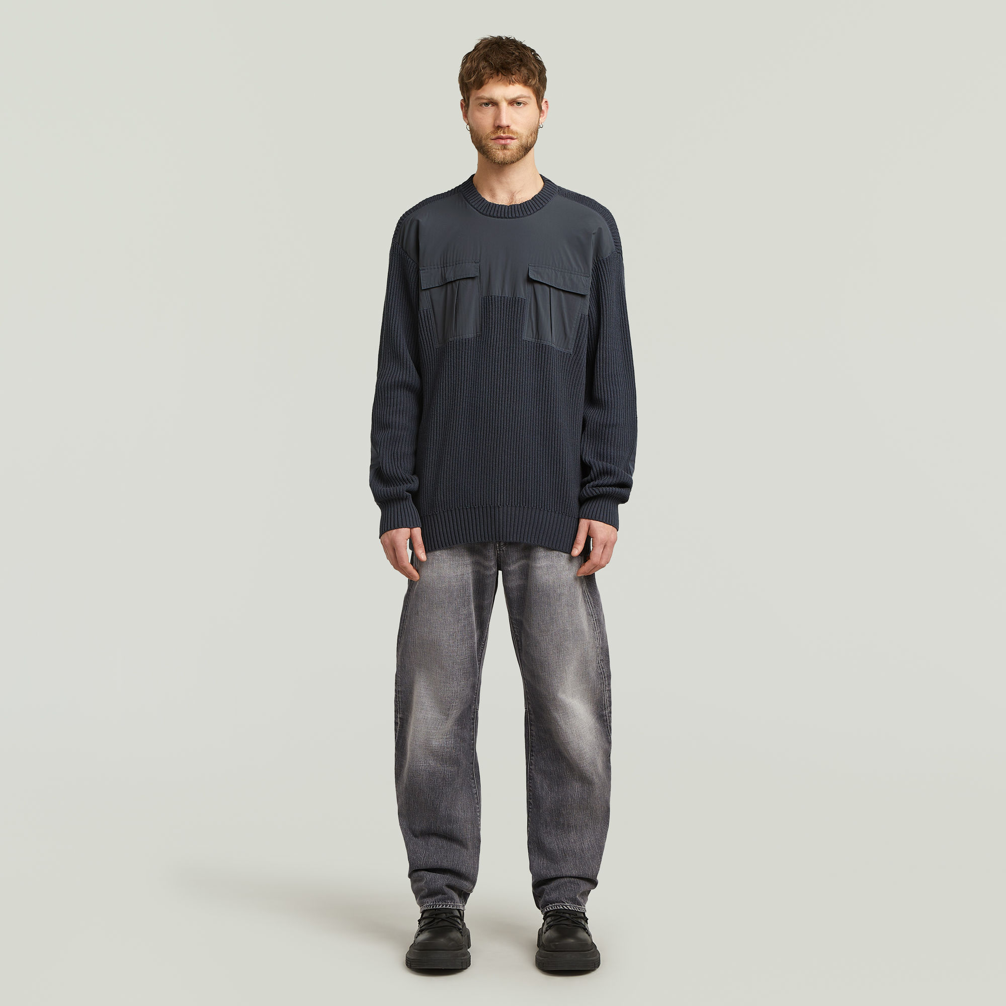 G-Star RAW Woven Mix Gebreide Trui Donkerblauw Heren