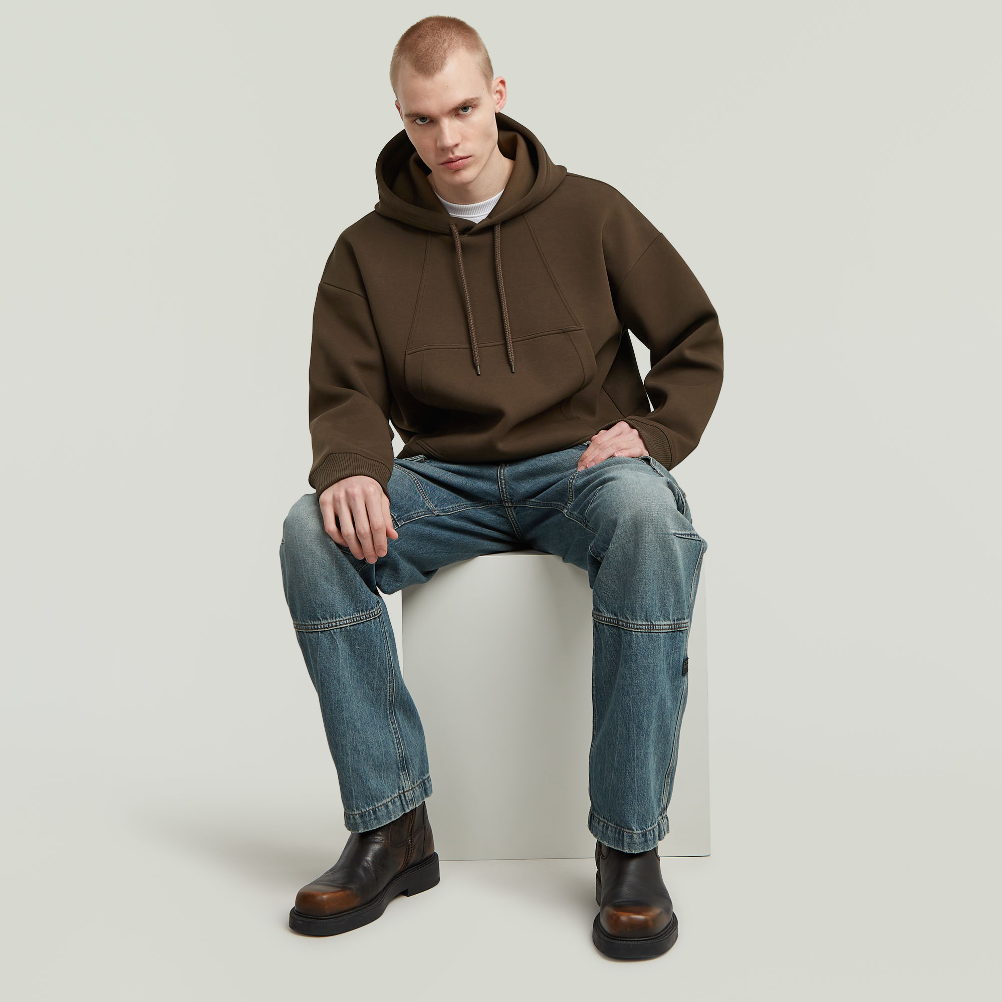 G-Star RAW Scuba Loose Hoodie Bruin Heren