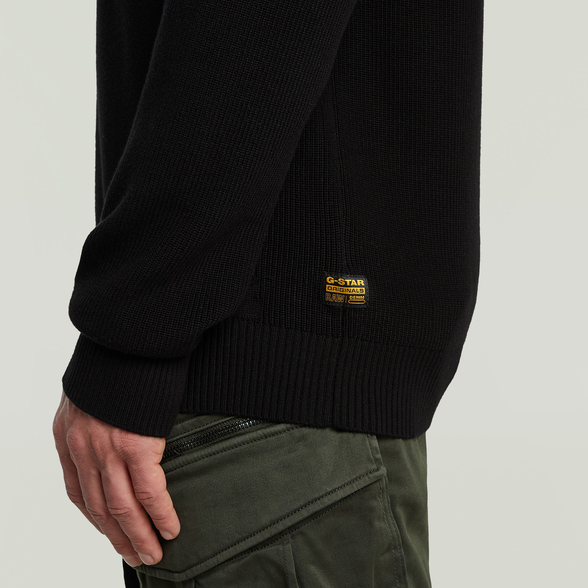G-Star RAW Structure Ribbed Gebreide Trui Zwart Heren