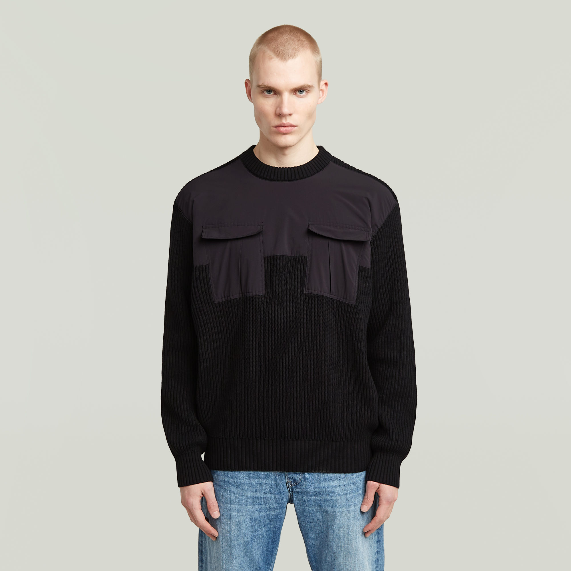 

Woven Mix Gebreide Trui - Zwart - Heren