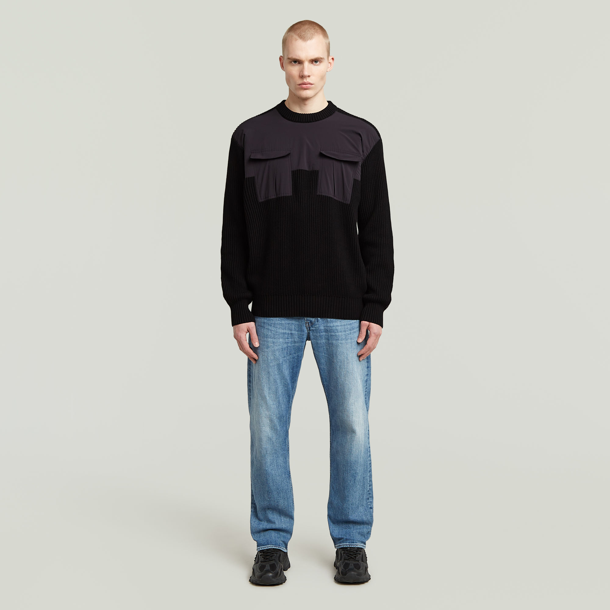 G-Star RAW Woven Mix Gebreide Trui Zwart Heren