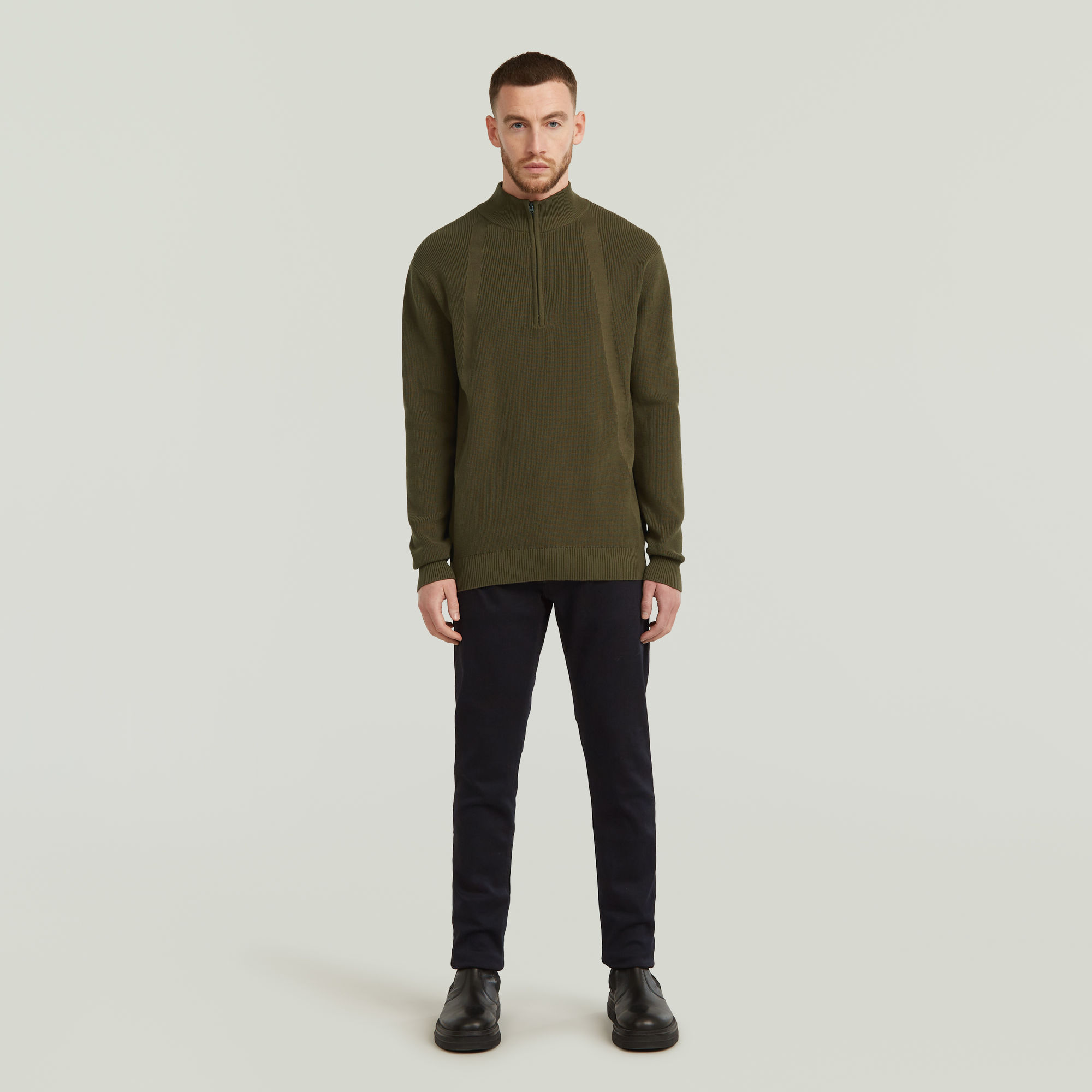 G-Star RAW Structure Half Zip Gebreide Trui Groen Heren