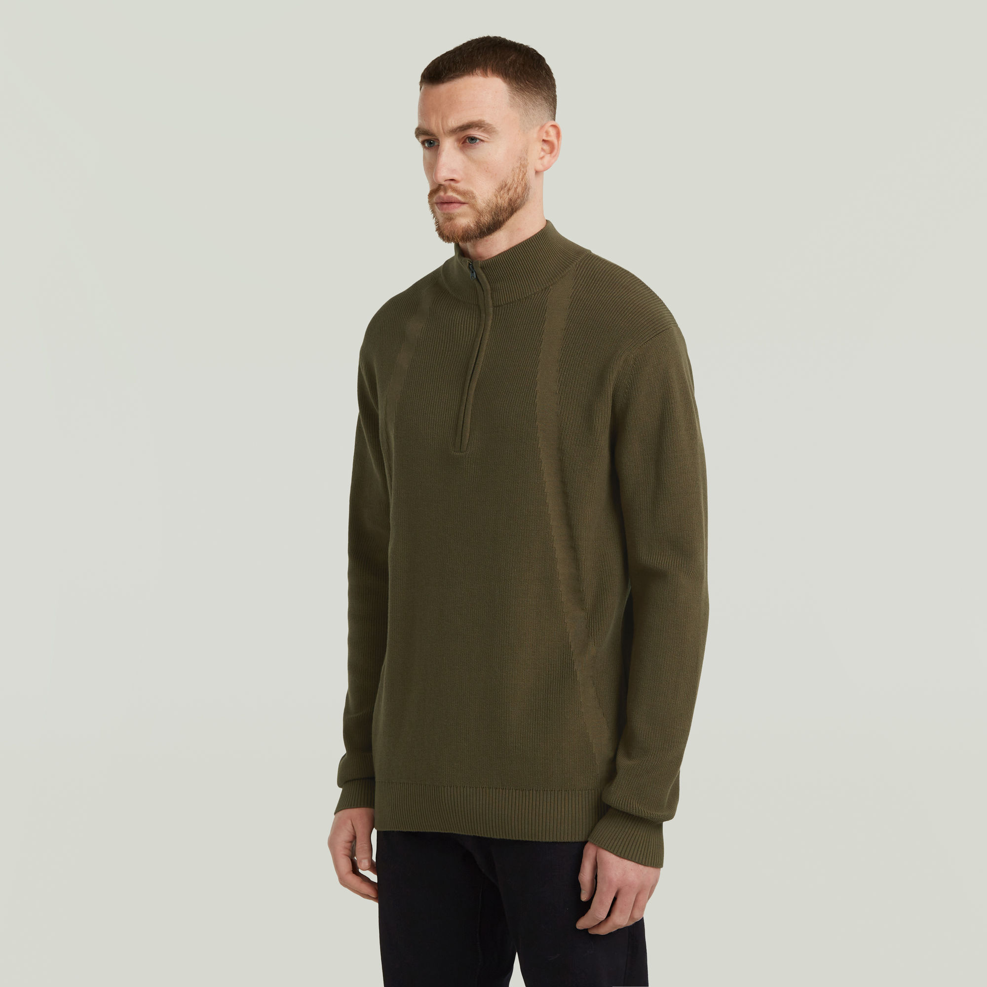 G-Star RAW Structure Half Zip Gebreide Trui Groen Heren