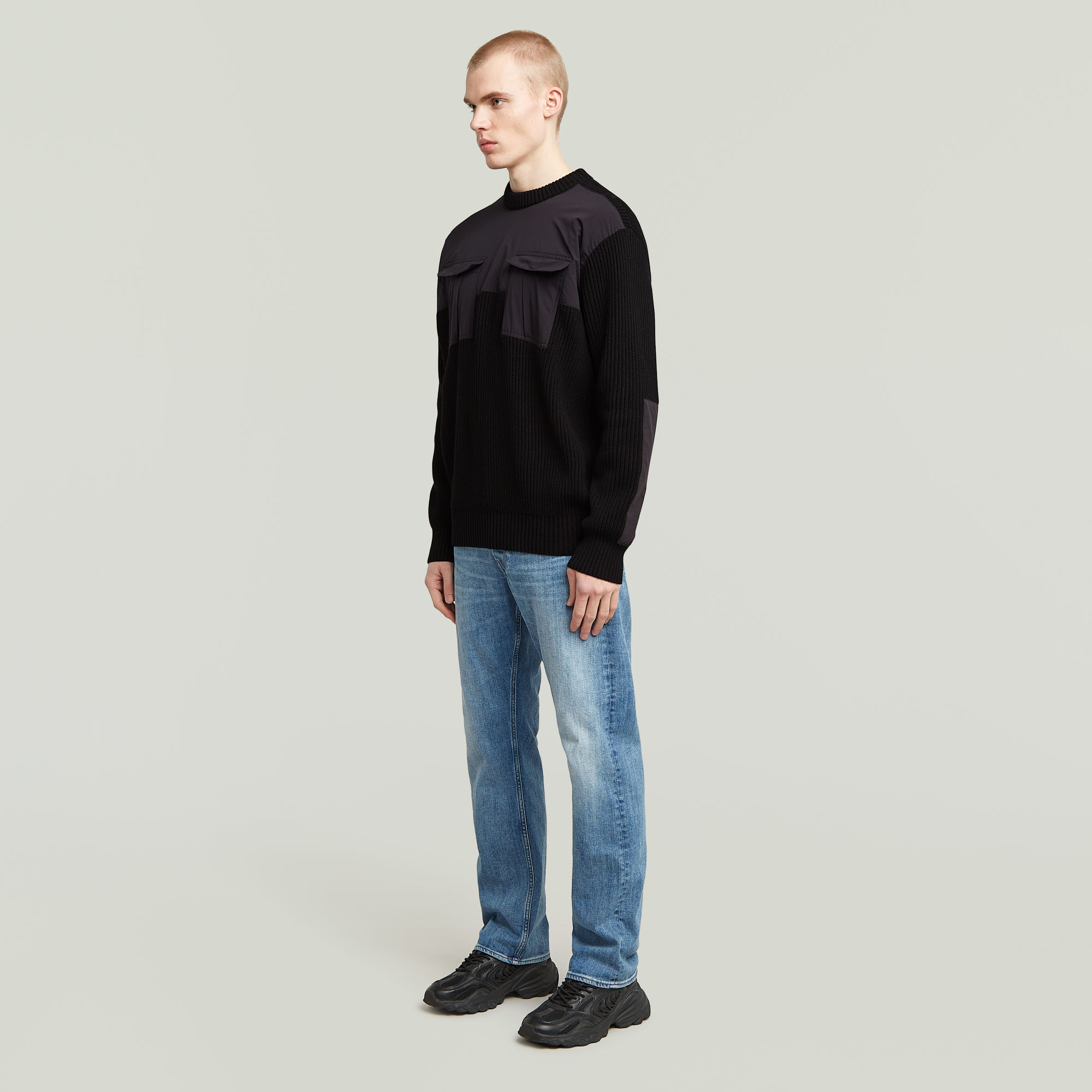 G-Star RAW Woven Mix Gebreide Trui Zwart Heren
