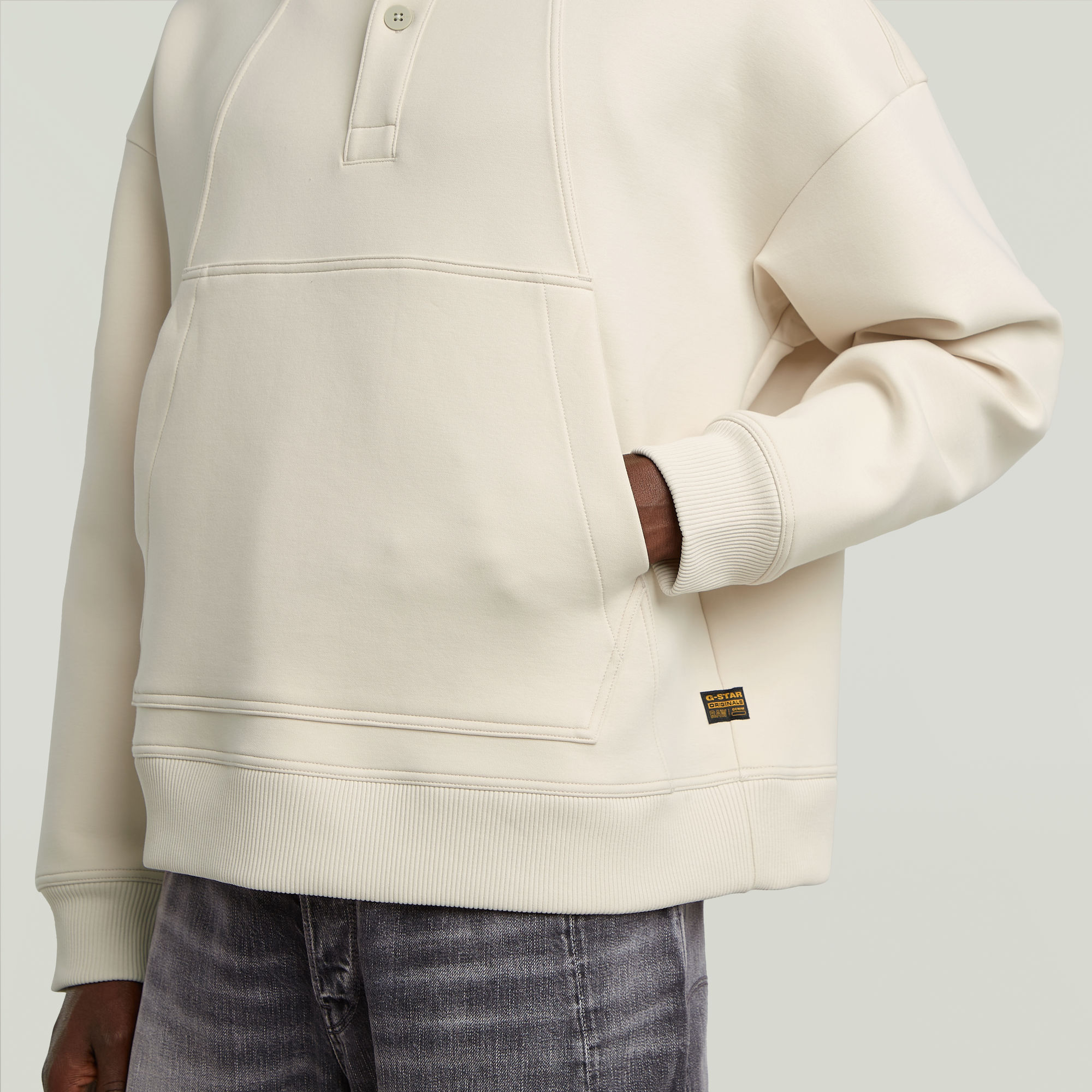 G-Star RAW Scuba Polo Collar Loose Sweater Wit Heren