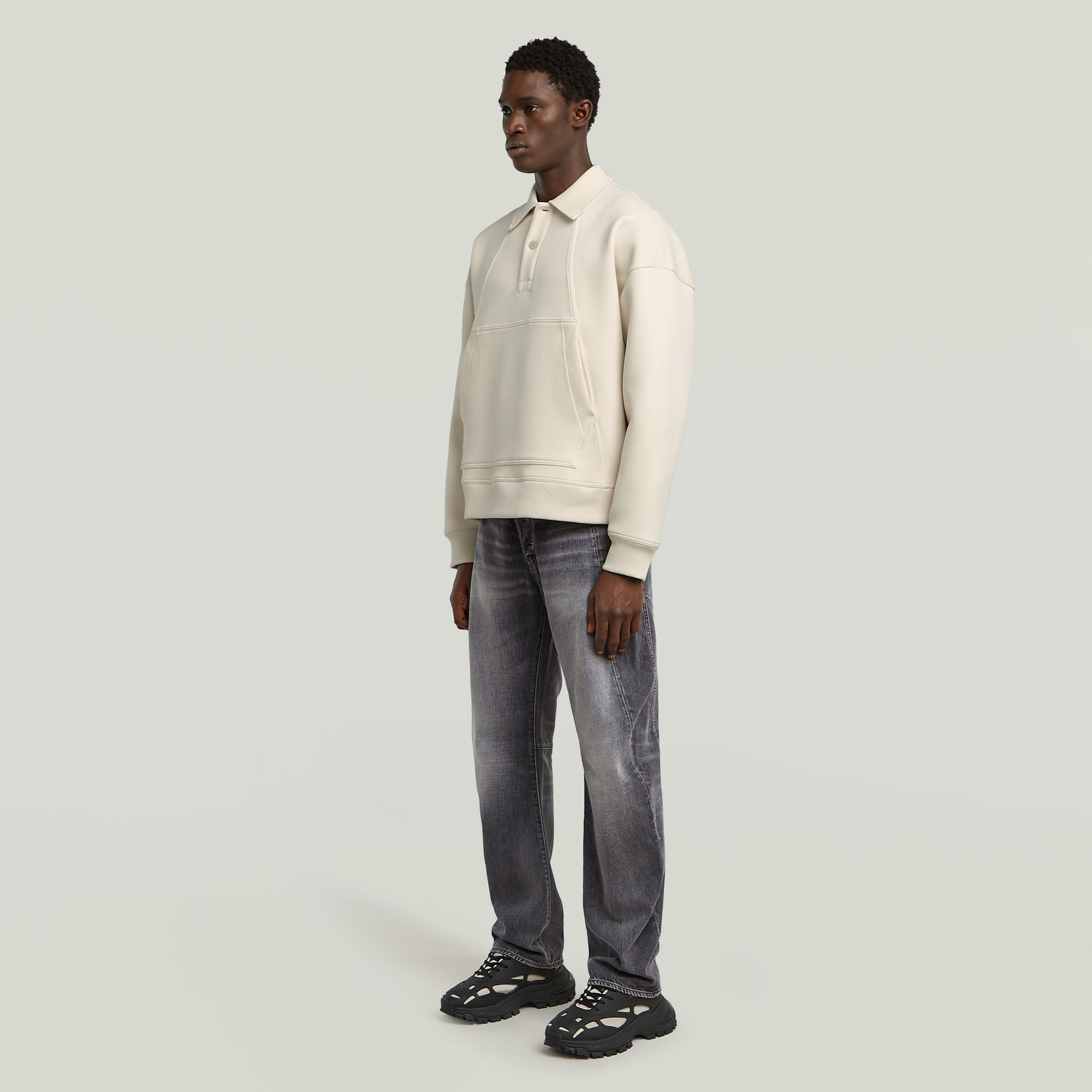 G-Star RAW Scuba Polo Collar Loose Sweater Wit Heren