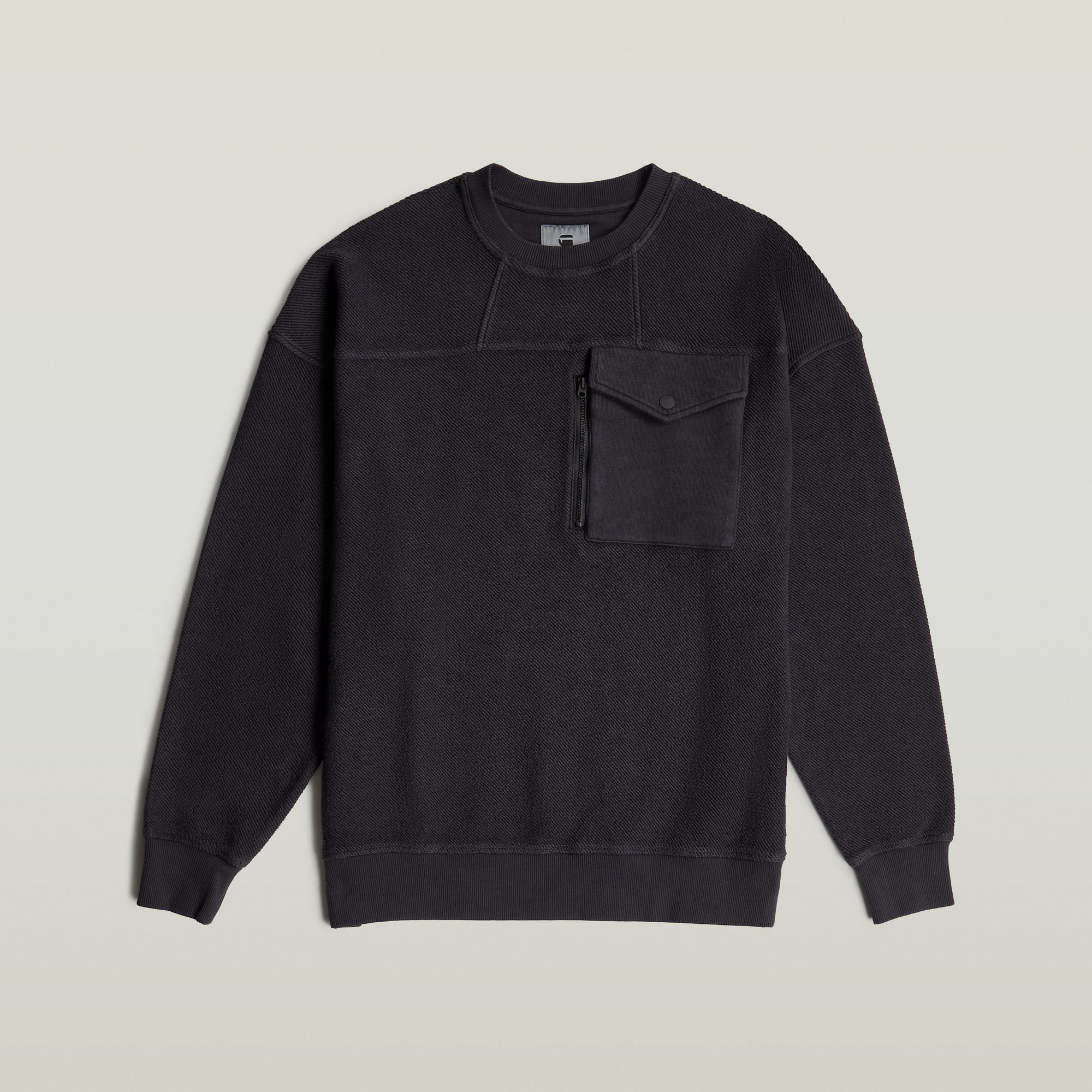 Thumbnail - Oversized Pocket Mix Sweatshirt - Schwarz - Damen