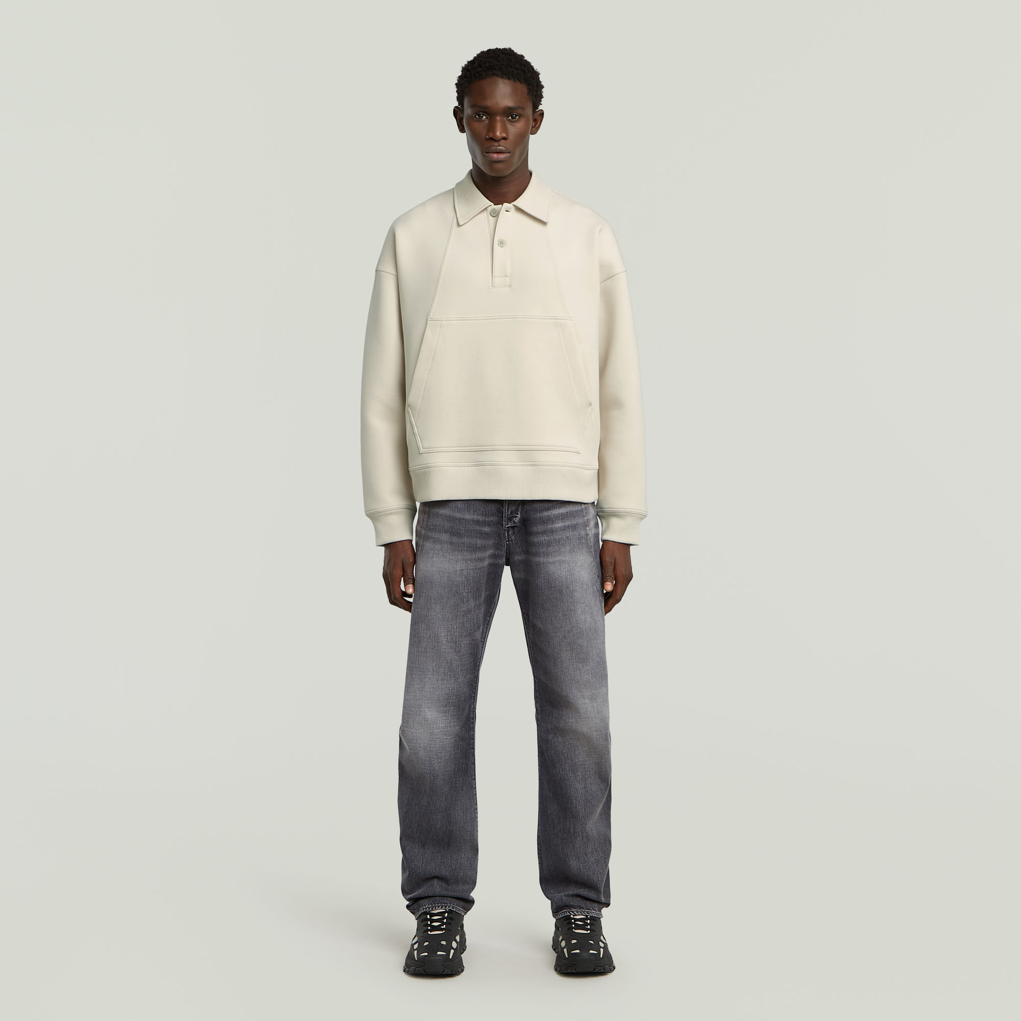 G-Star RAW Scuba Polo Collar Loose Sweater Wit Heren