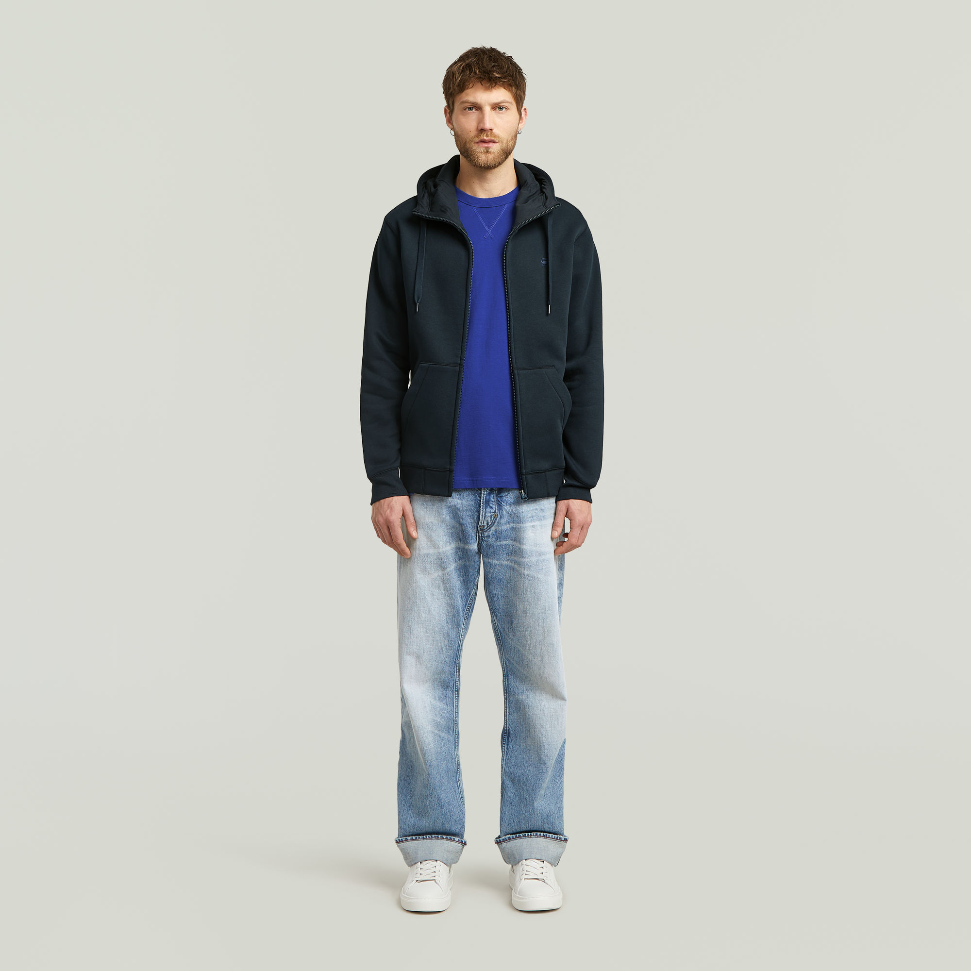 Thumbnail - Premium Core Zip Hoodie - Dunkelblau - Herren