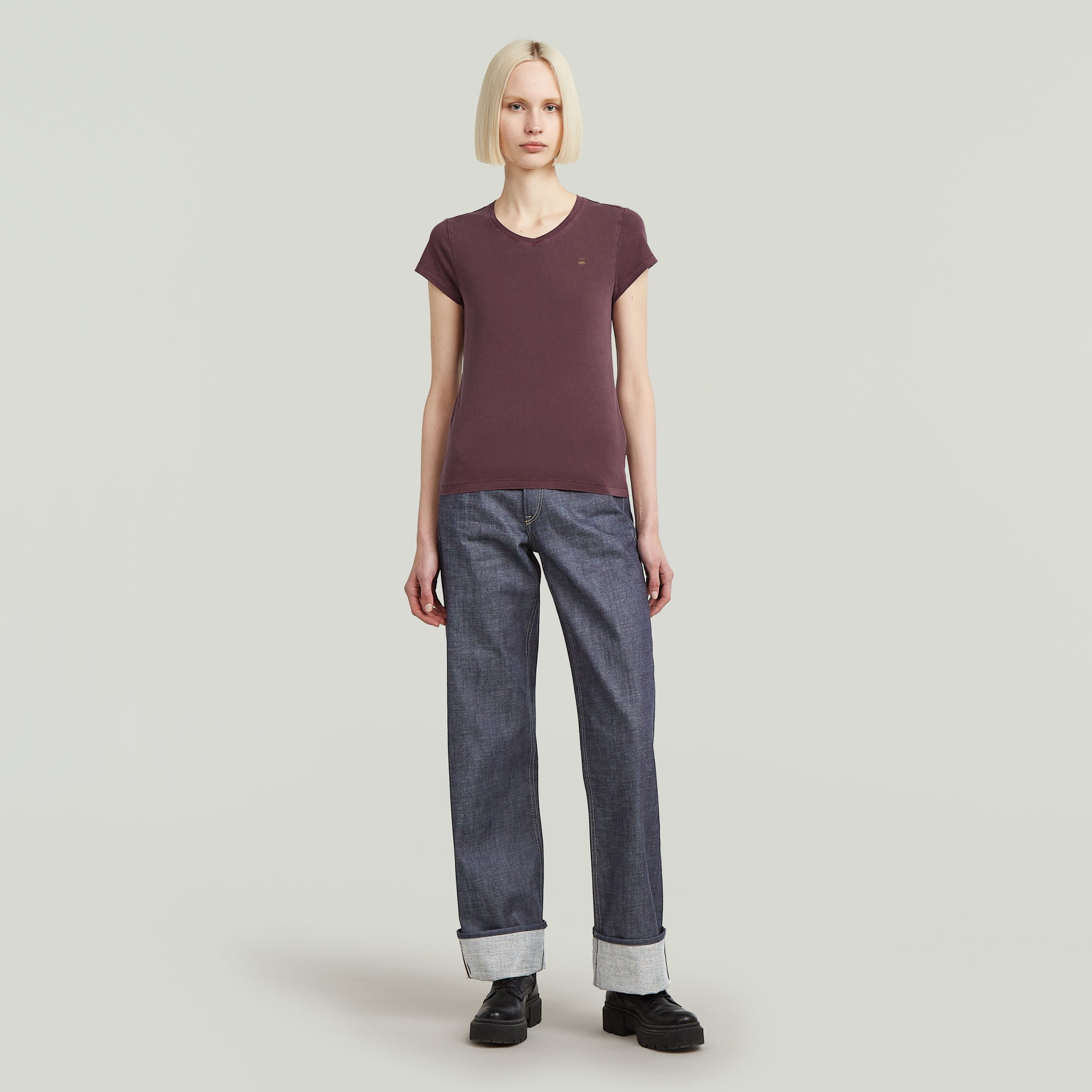G-Star RAW Overdyed Eyben Slim V-hals T-shirt Rood Dames