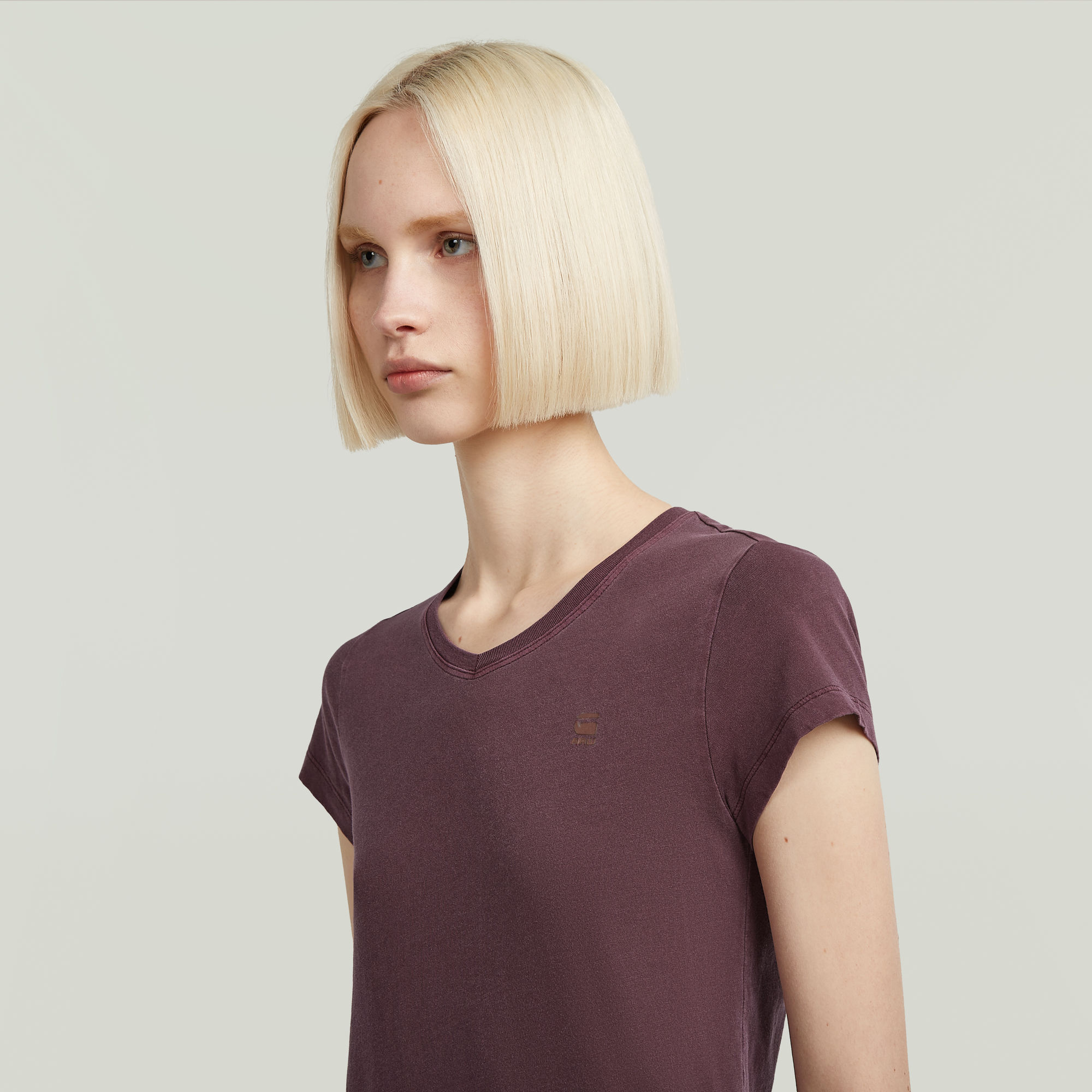 G-Star RAW Overdyed Eyben Slim V-hals T-shirt Rood Dames