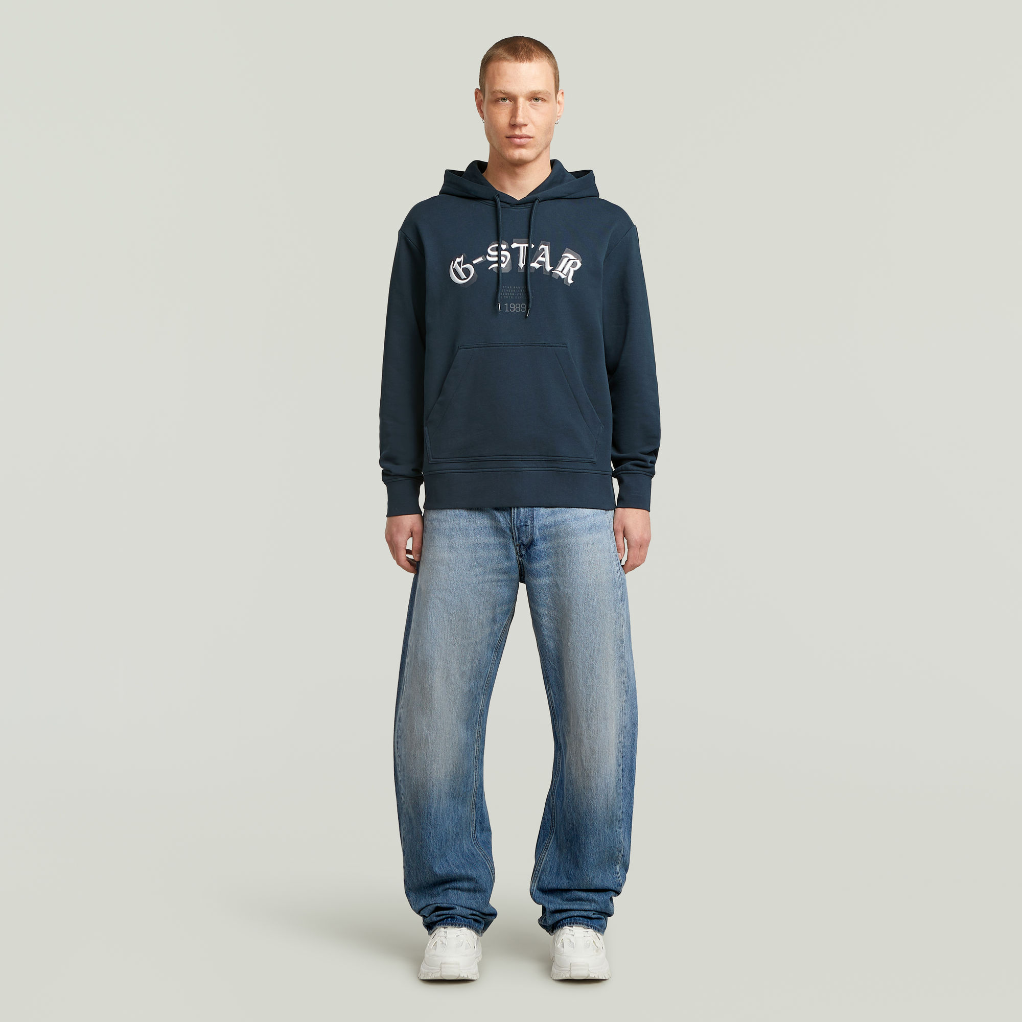 Thumbnail - Embro Logo HB Hoodie Sweatshirt - Dunkelblau - Herren