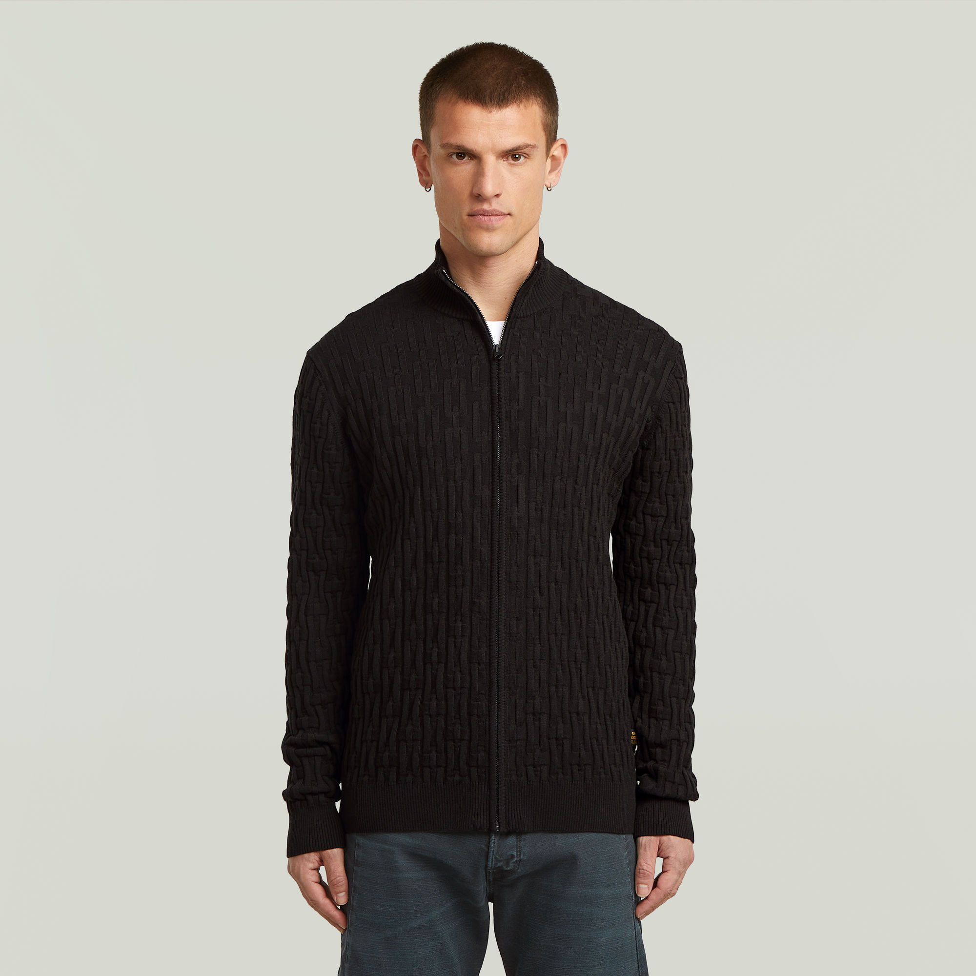 

Chain Structure Cardigan Knit - Black - Men