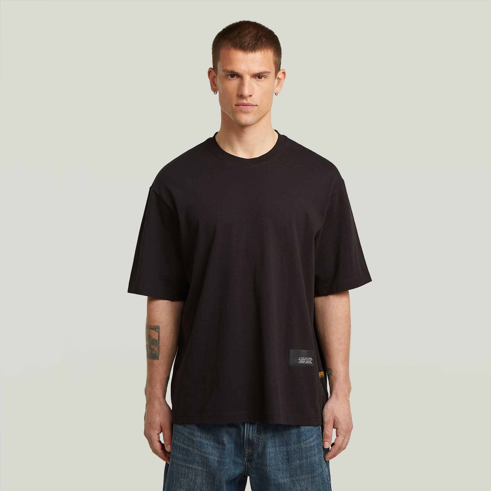 Boxy T-Shirt - Schwarz - Herren