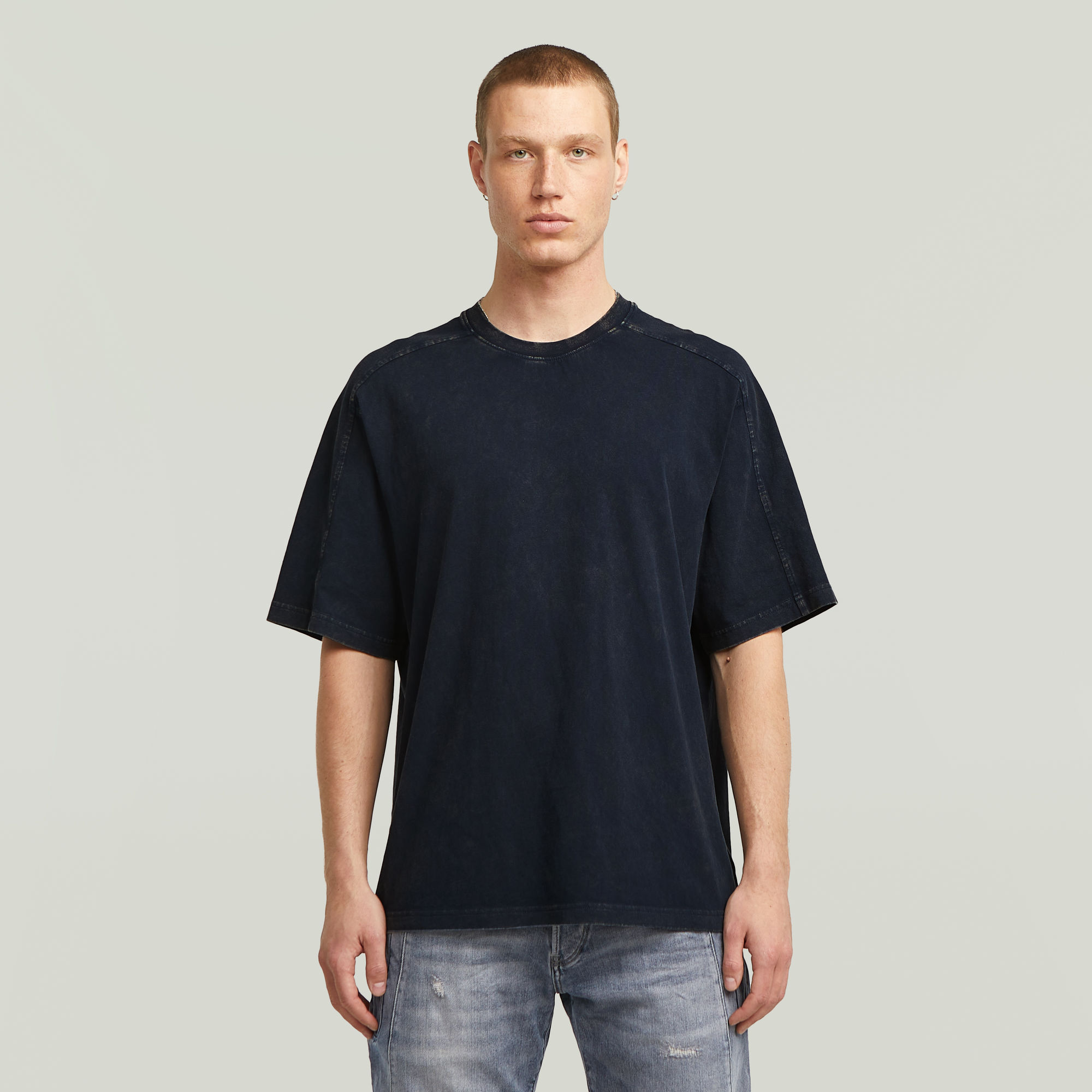 Washed Boxy T-Shirt - Dunkelblau - Herren