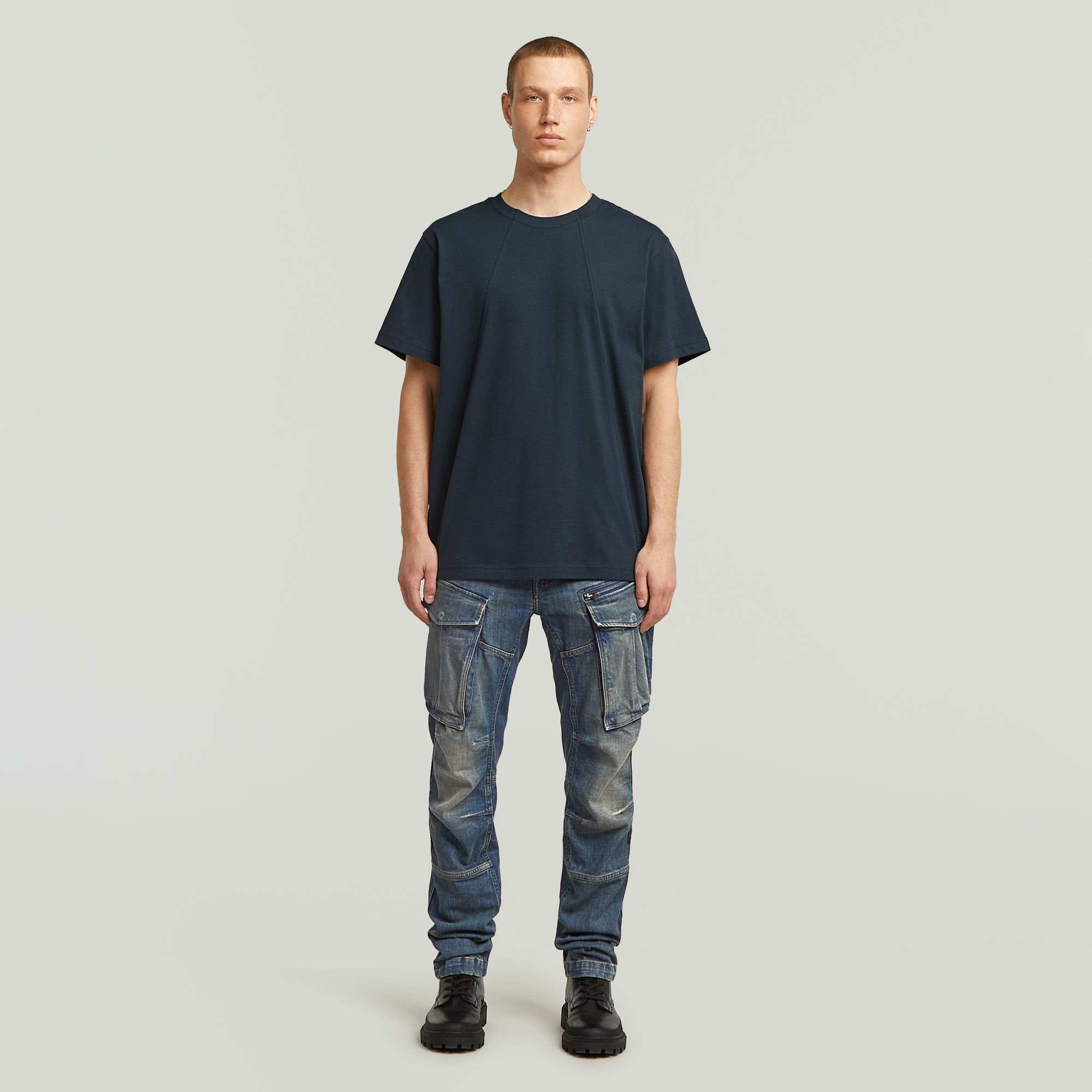 Thumbnail - A Line Loose T-Shirt - Dunkelblau - Herren