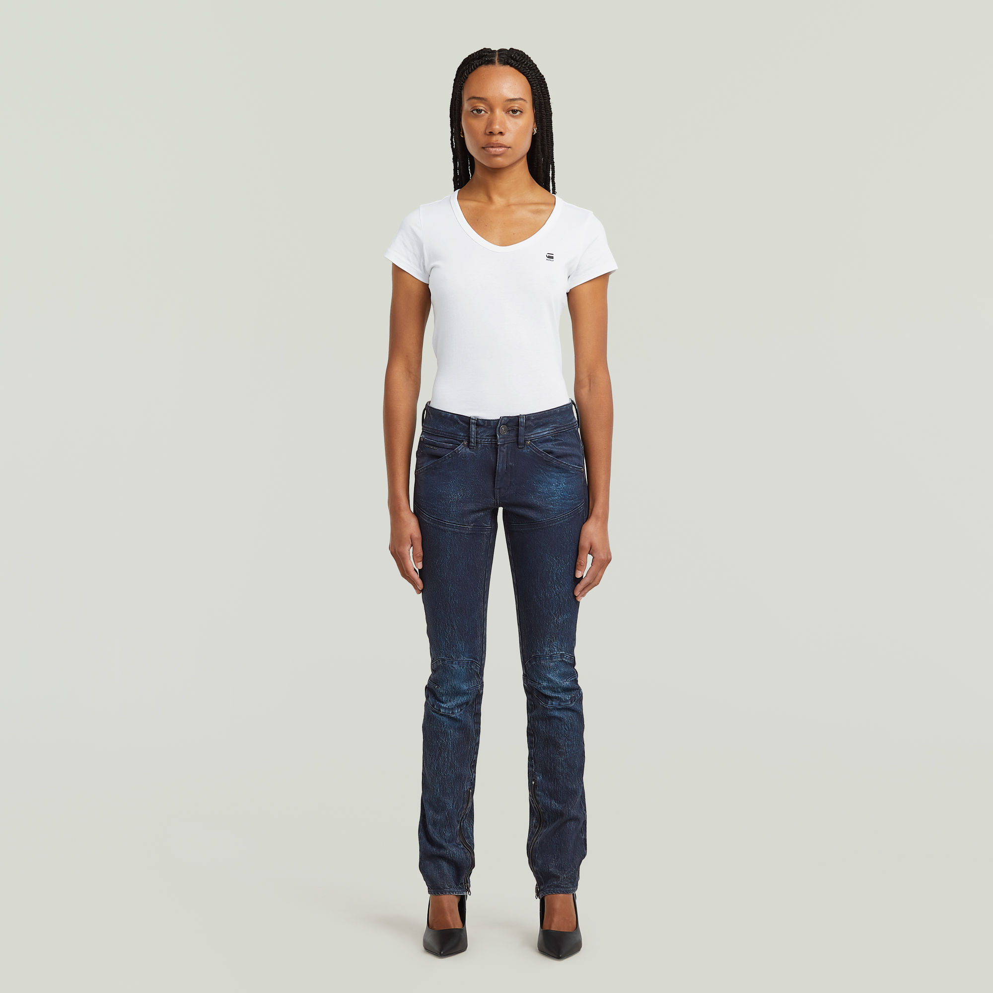 Thumbnail - Moto Slim Jeans - Dunkelblau - Damen