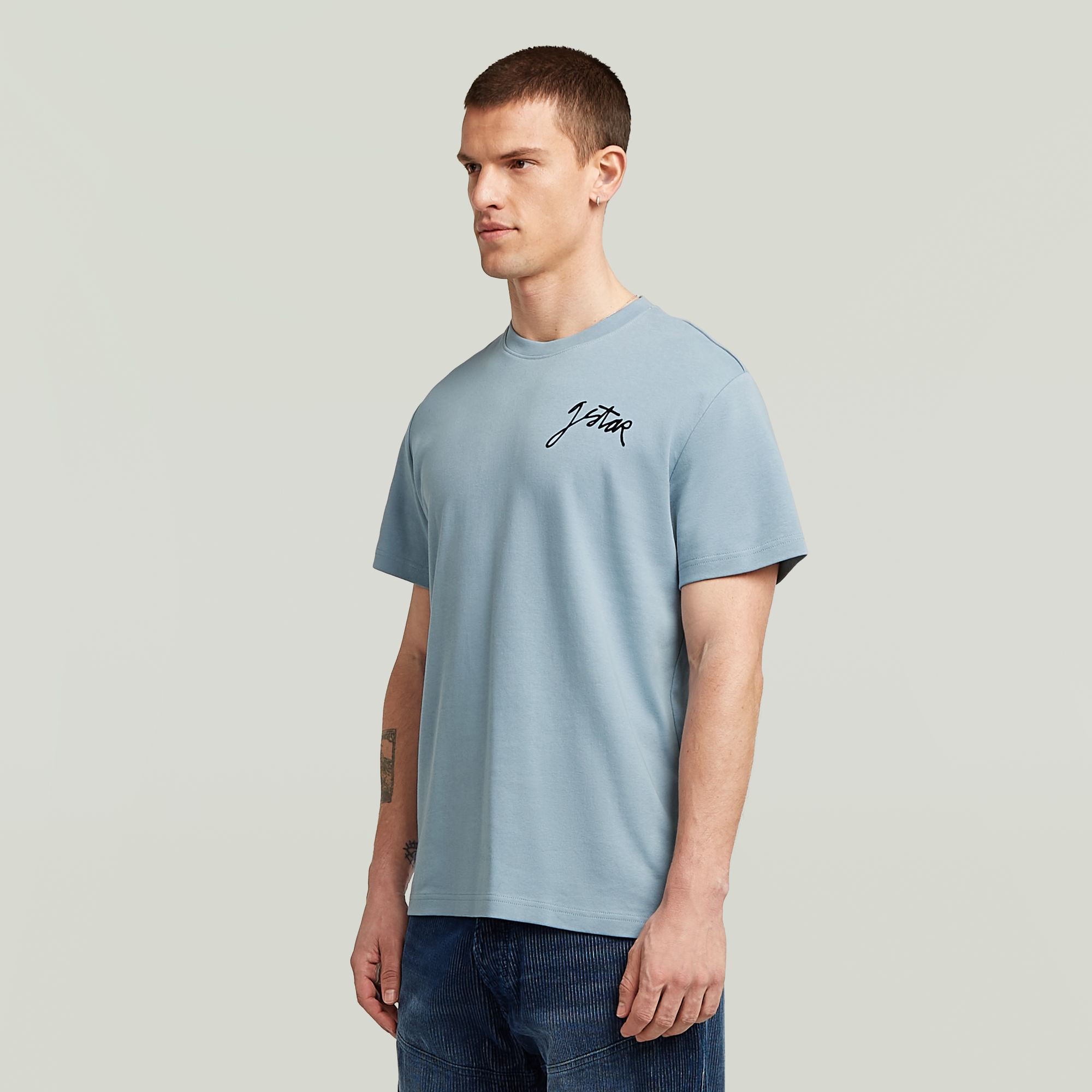 G-Star RAW Script T-shirt Lichtblauw Heren