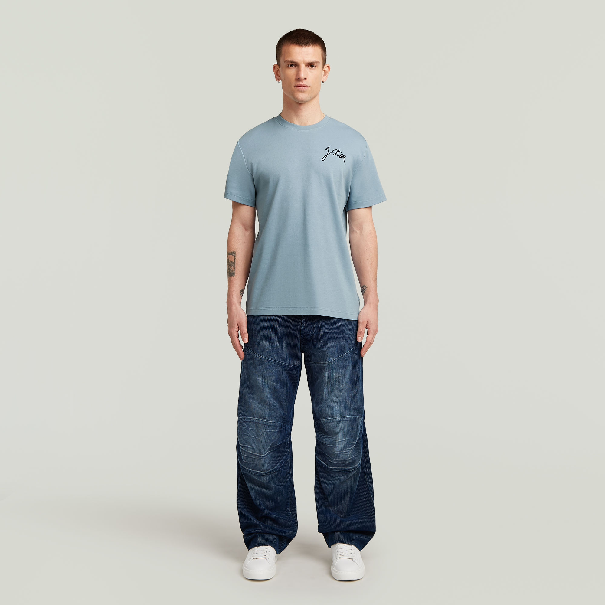 G-Star RAW Script T-shirt Lichtblauw Heren