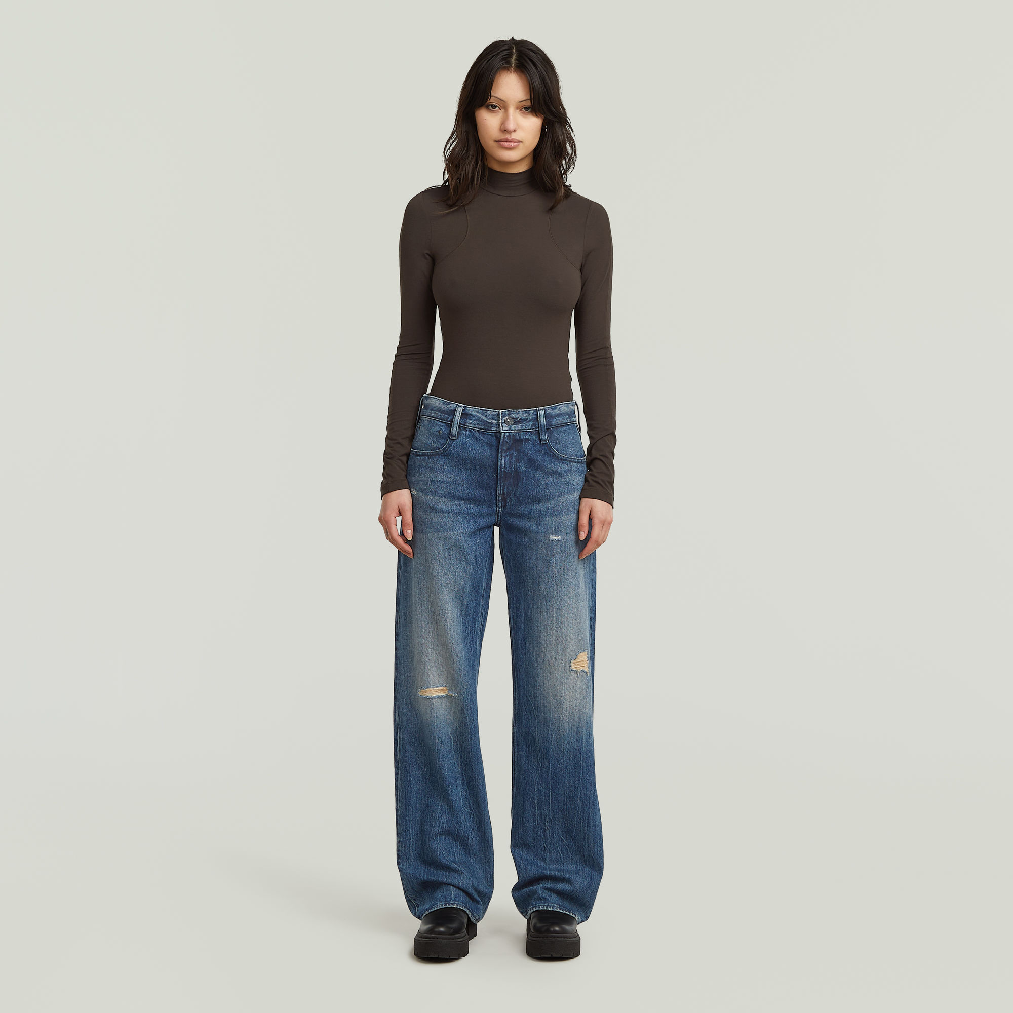 Thumbnail - Slim Body Top - Braun - Damen