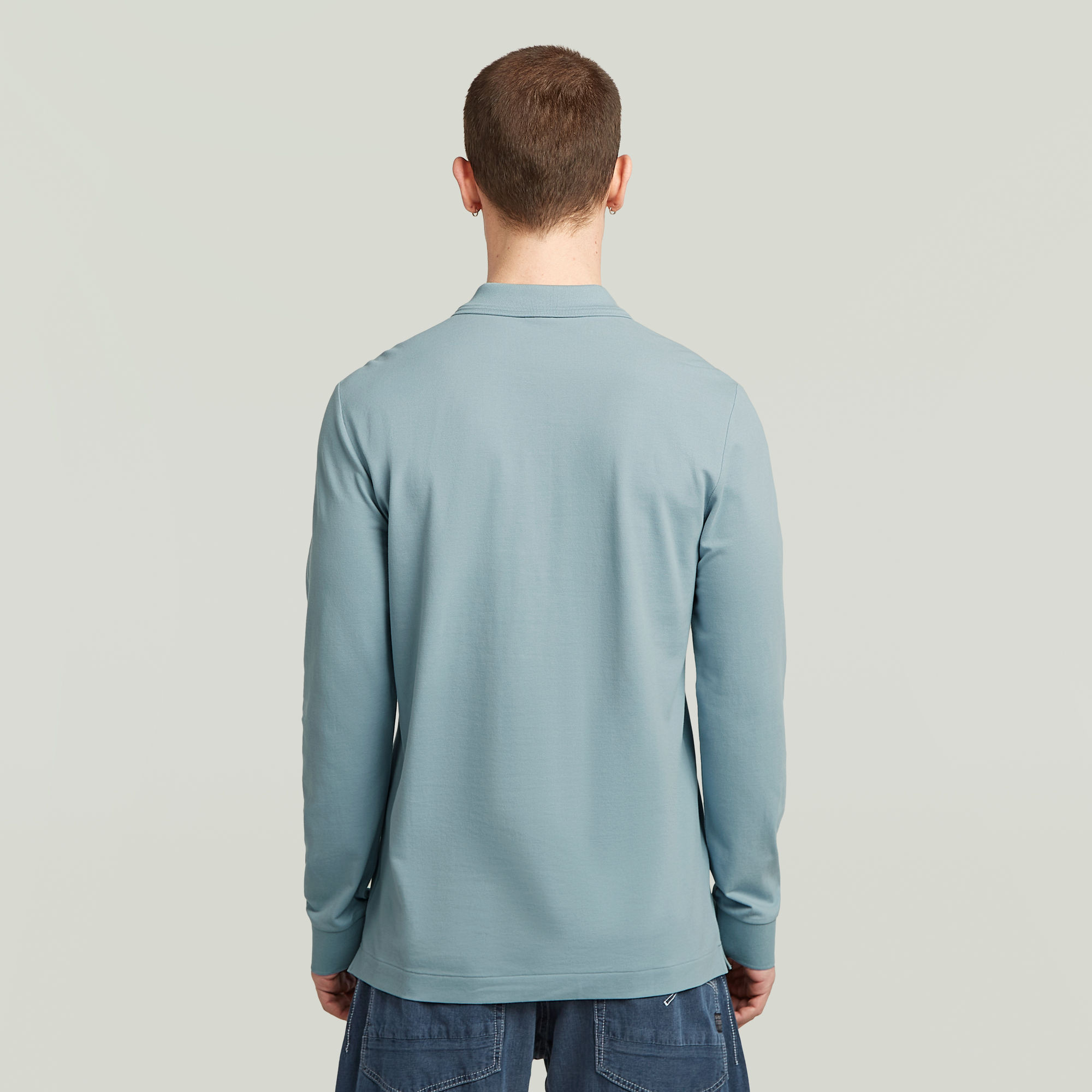 G-Star RAW Dunda Slim Longsleeve Polo Lichtblauw Heren