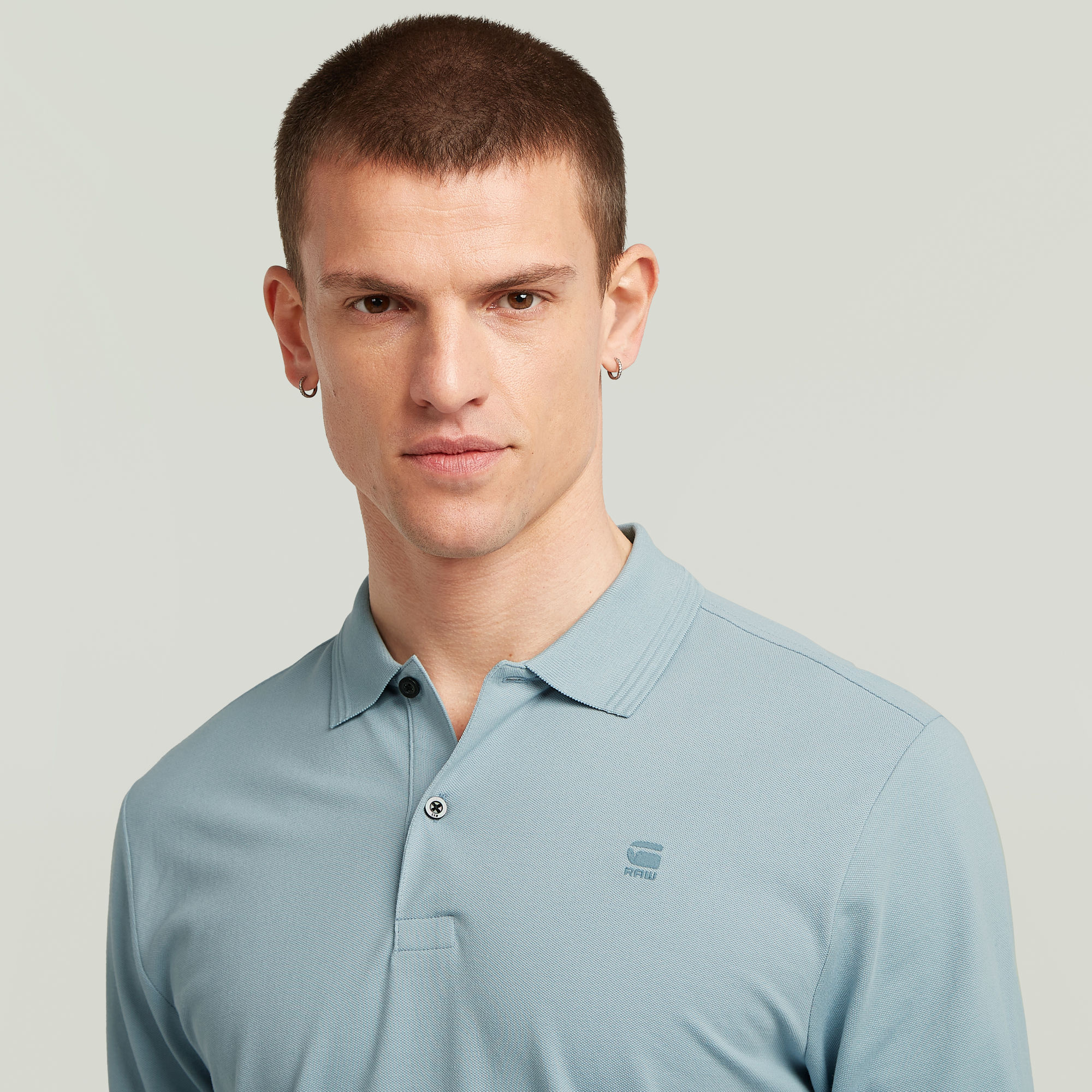 G-Star RAW Dunda Slim Longsleeve Polo Lichtblauw Heren