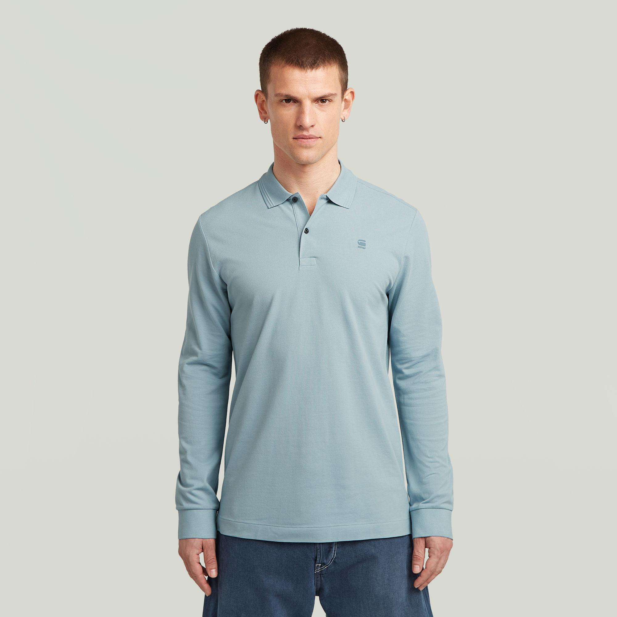 G-Star RAW Dunda Slim Longsleeve Polo - Lichtblauw - Heren
