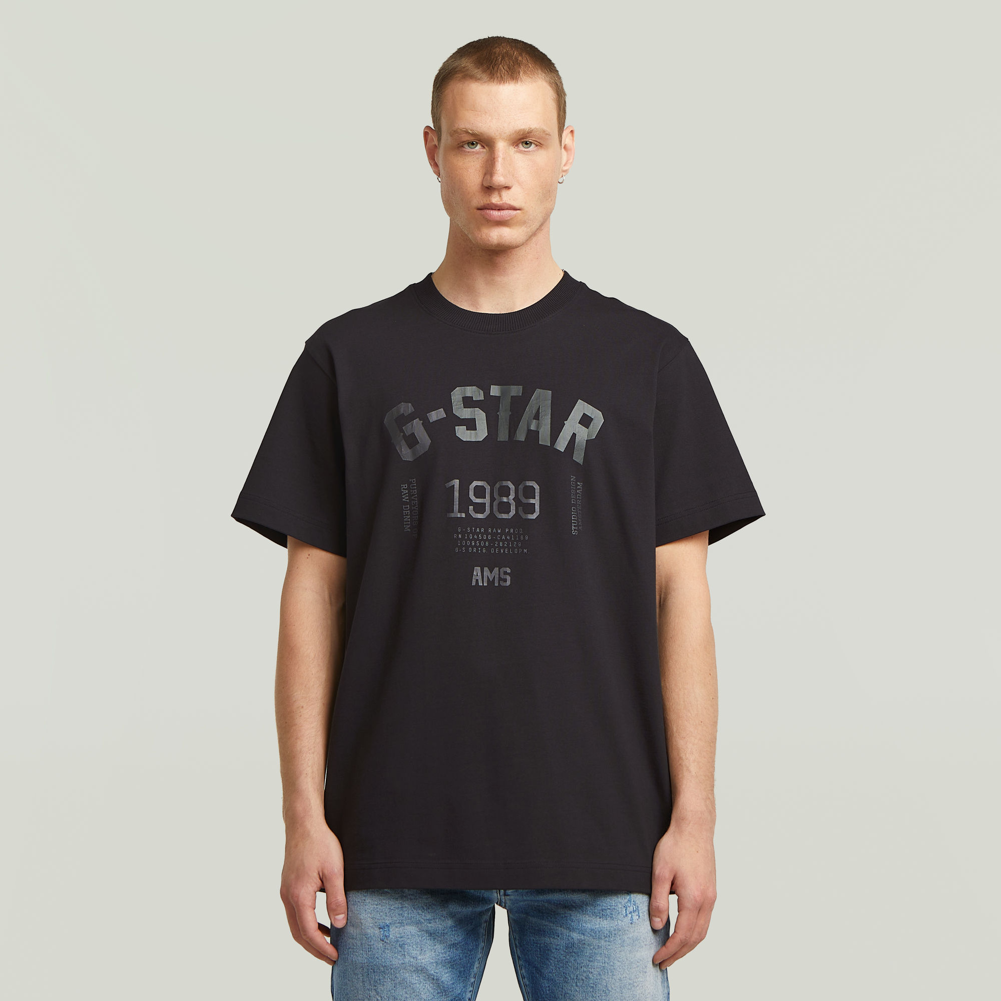 

89 Back Graphic Loose T-Shirt - Black - Men