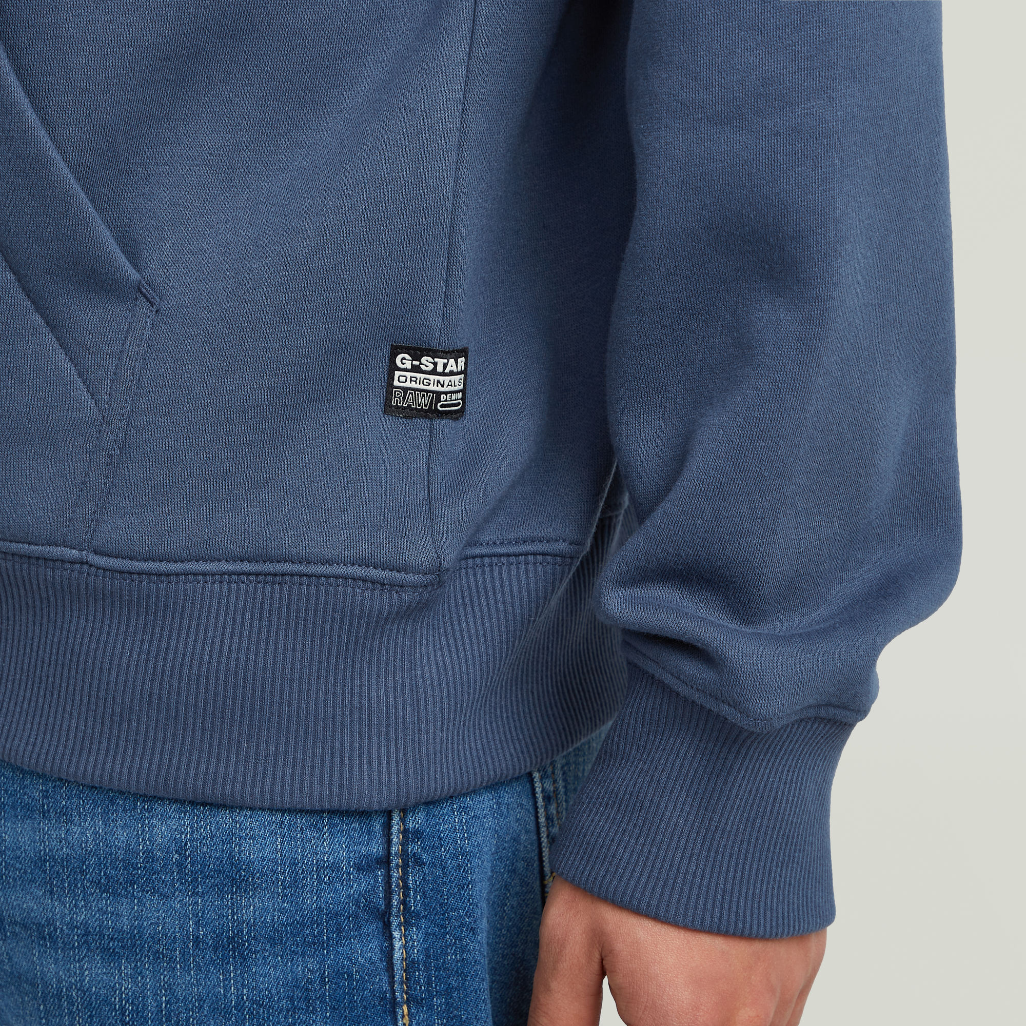 G-Star RAW Logo Hoodie Midden blauw Heren