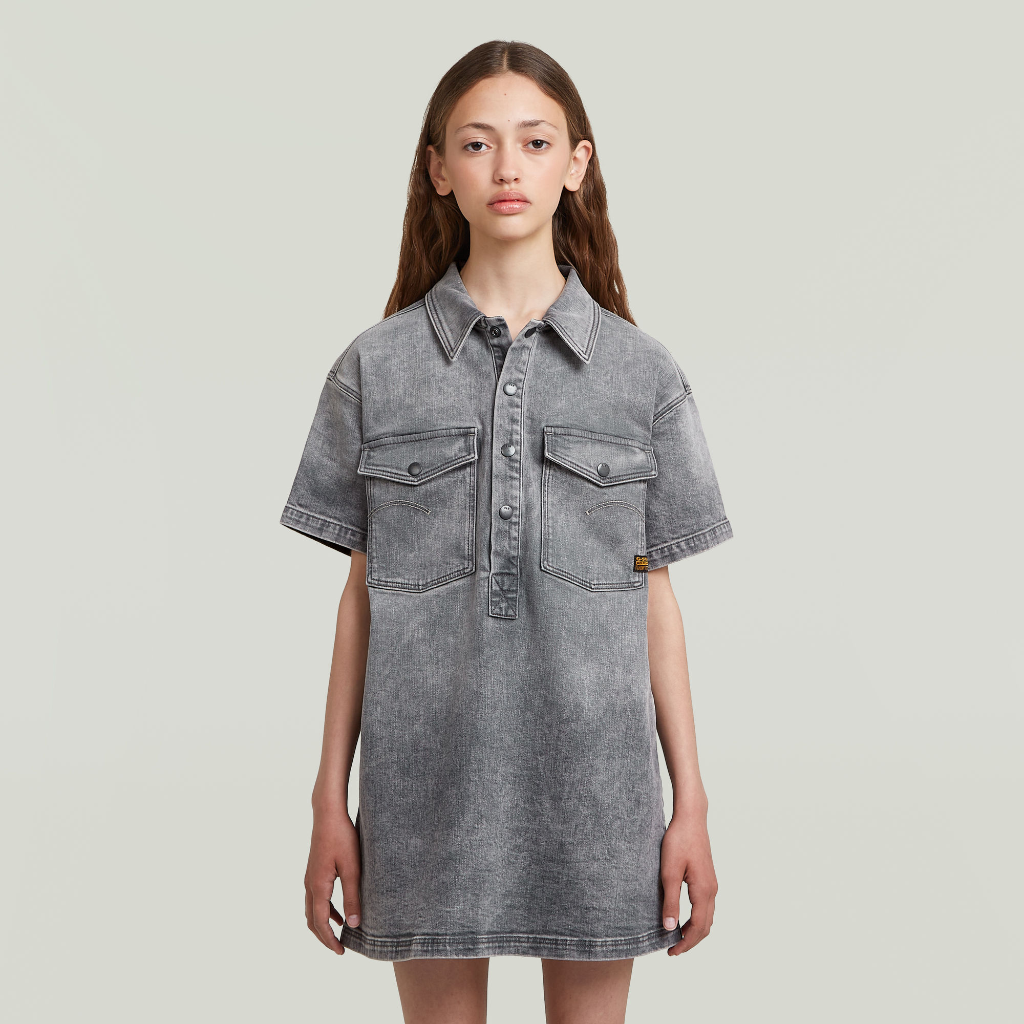 G-Star RAW Collar Denim Blousejurk Meisjes Grijs meisjes