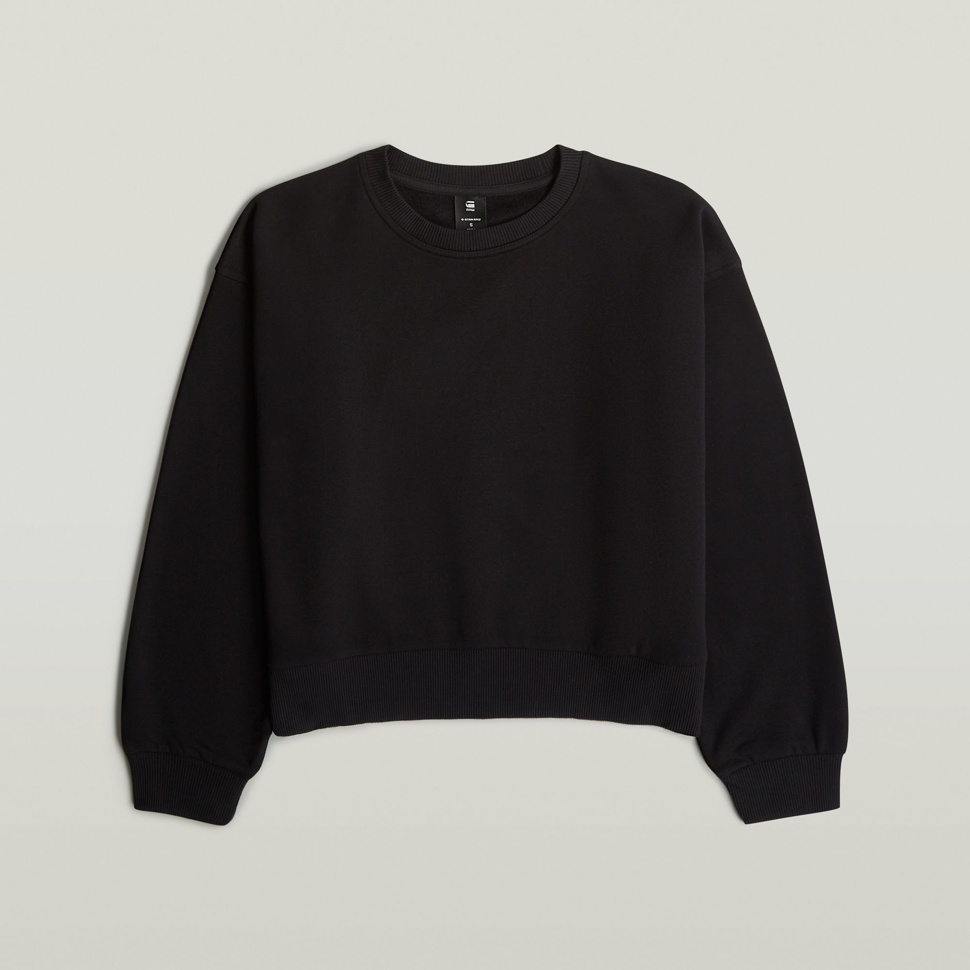 Thumbnail - Premium Core Cropped Loose Sweatshirt - Schwarz - Damen