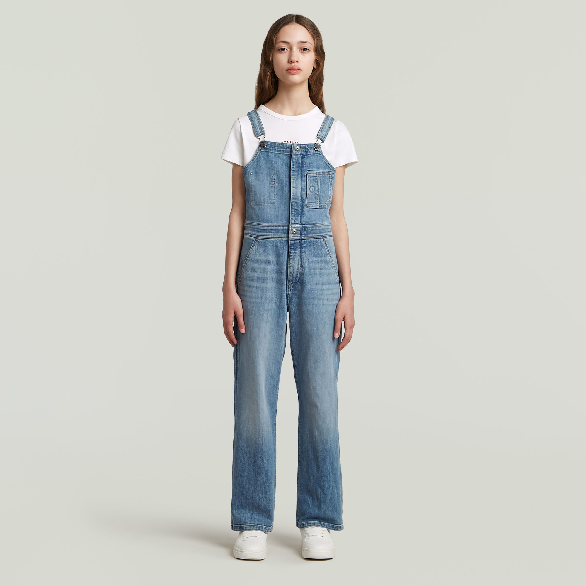 

Girls Straight Leg Zip Dungaree - Light blue - girls