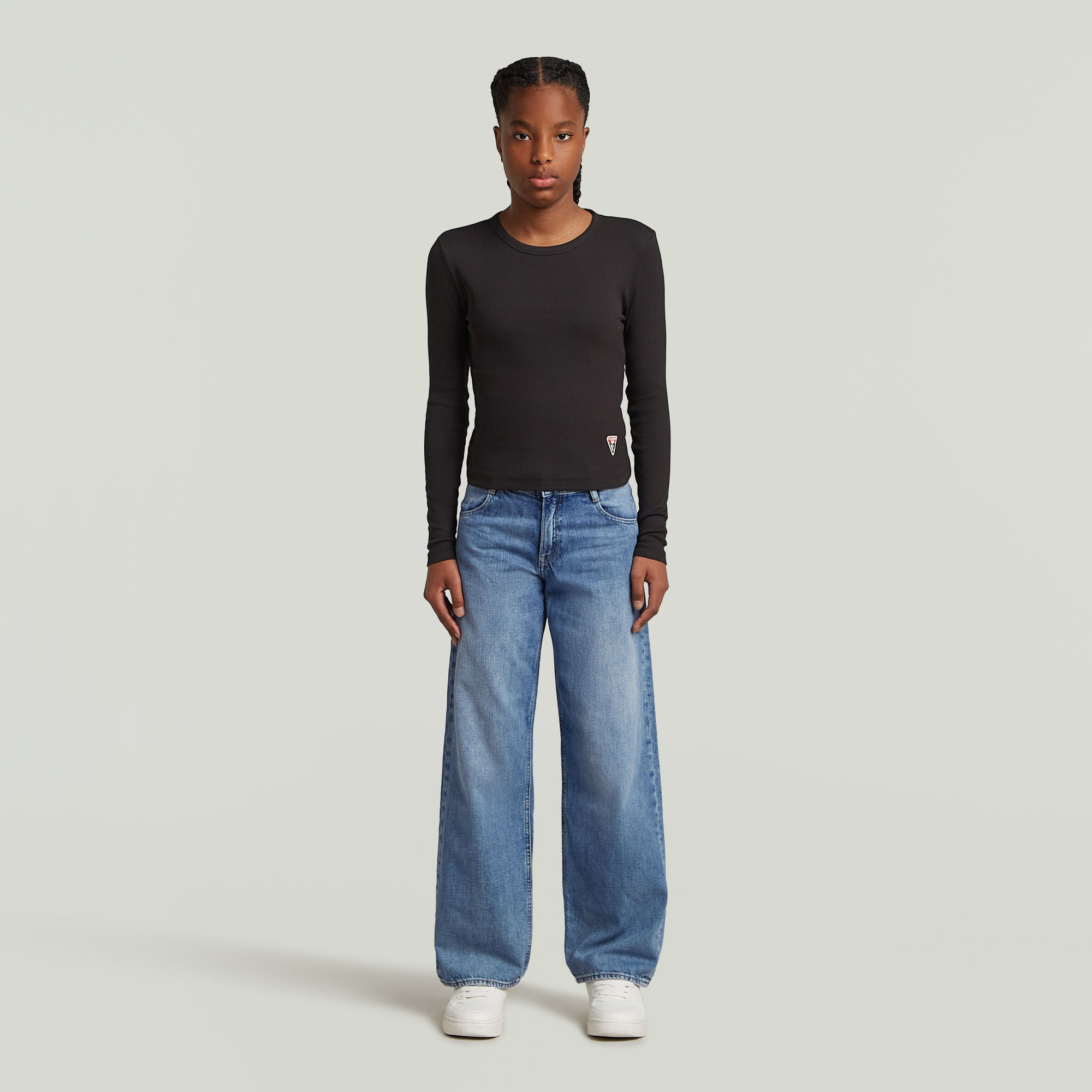 G-Star RAW Slim Crop T-shirt Meisjes Zwart meisjes