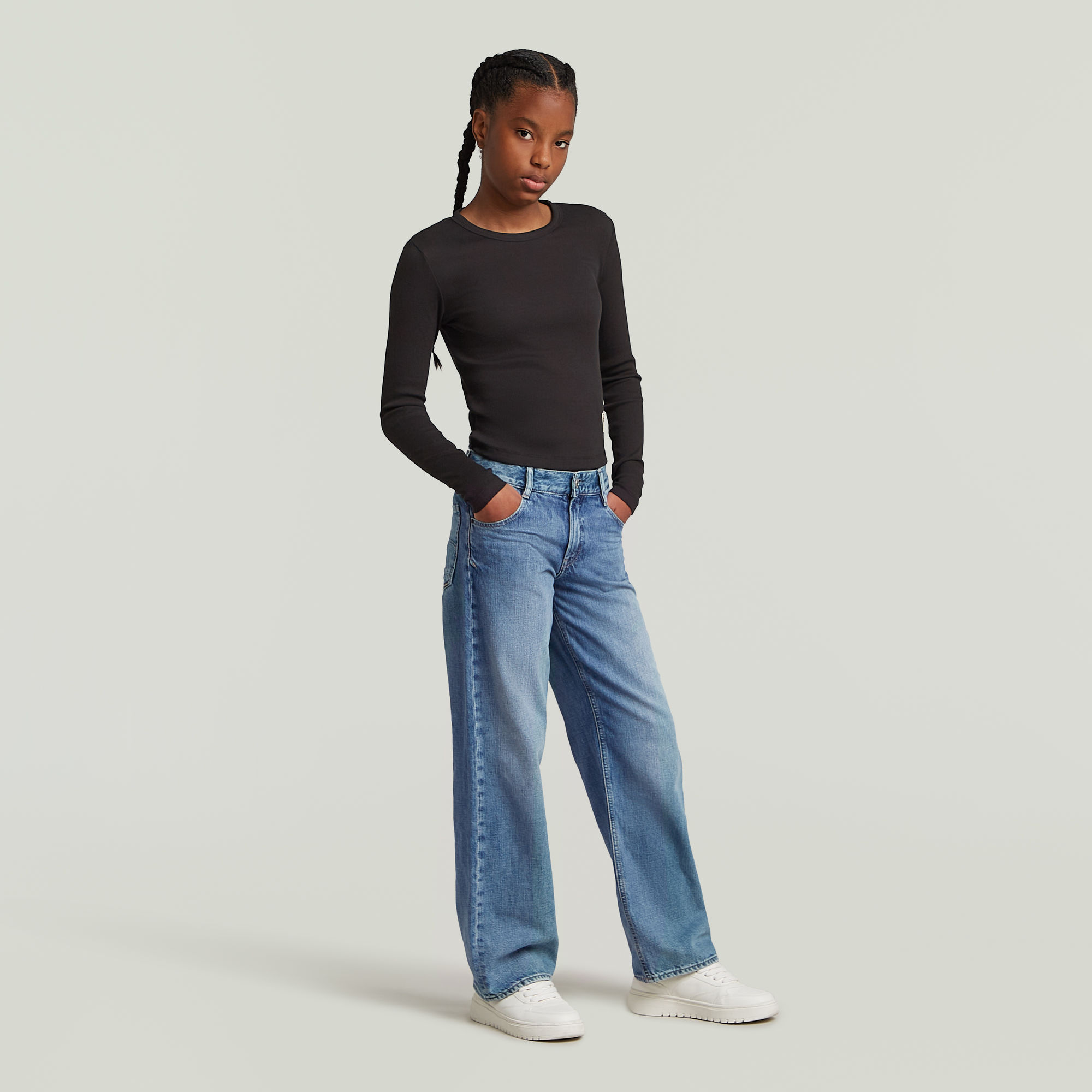 G-Star RAW Slim Crop T-shirt Meisjes Zwart meisjes