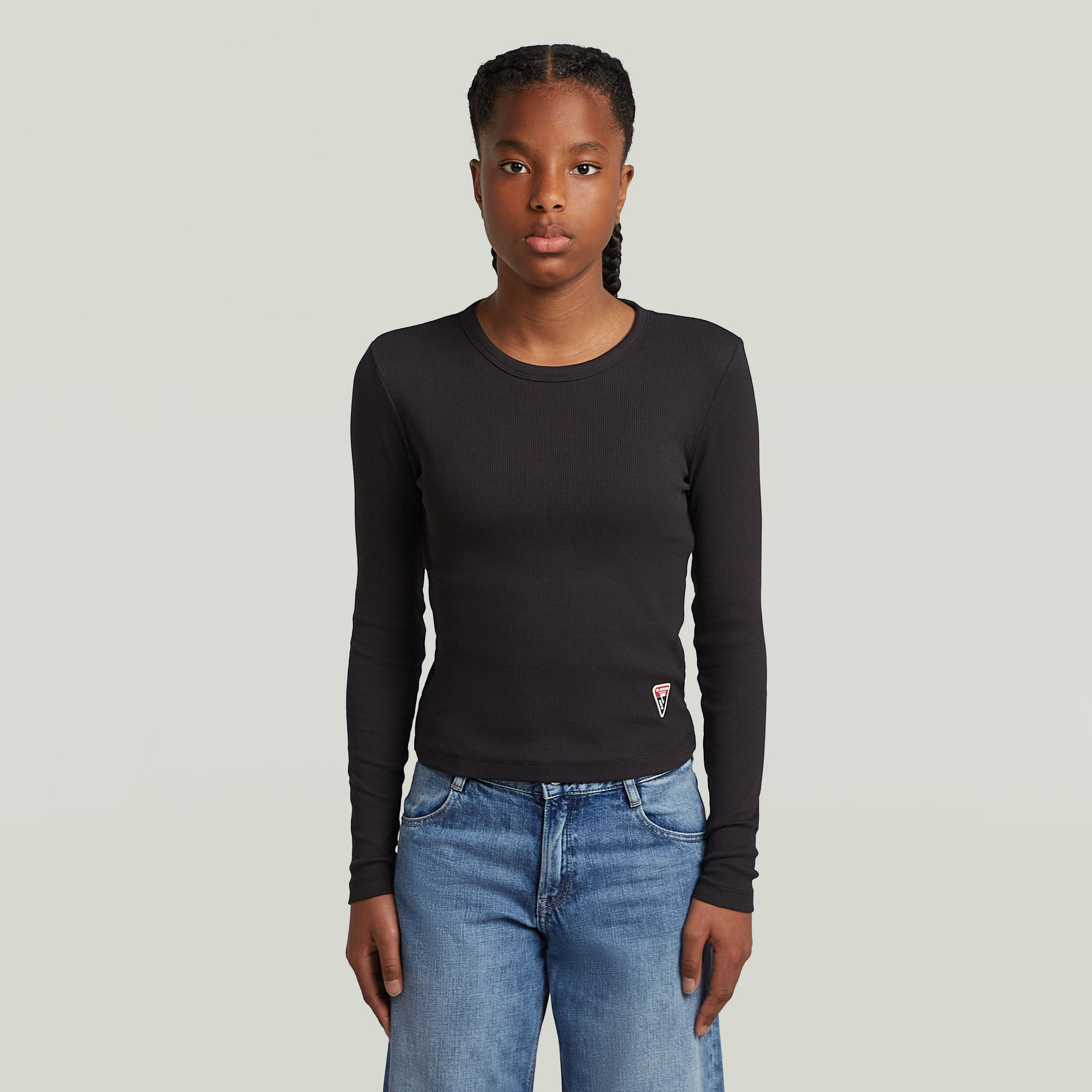 Girls T-Shirt Slim Crop - Schwarz - mädchen
