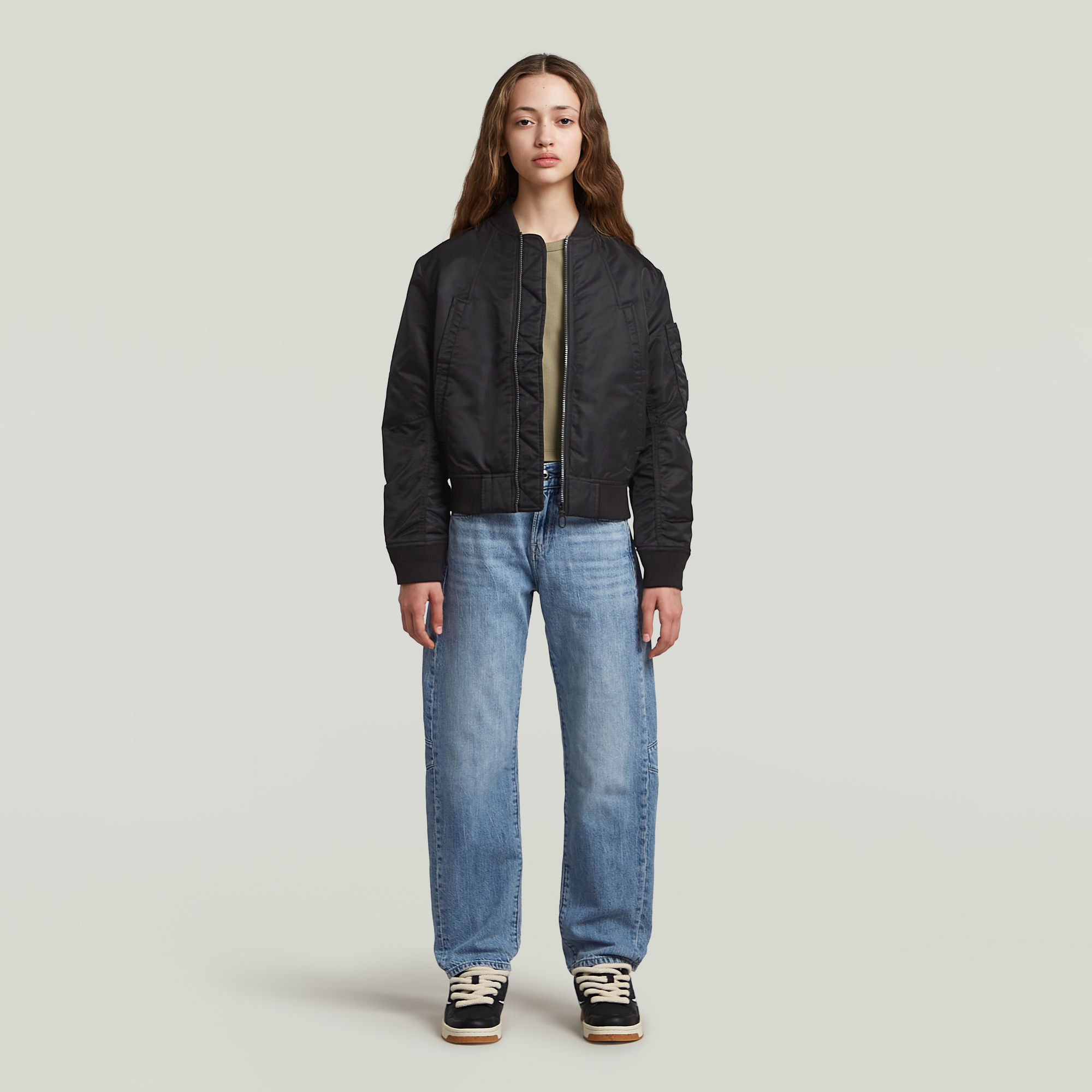 Thumbnail - Girls Bomber Oversized Jacket - Schwarz - mädchen